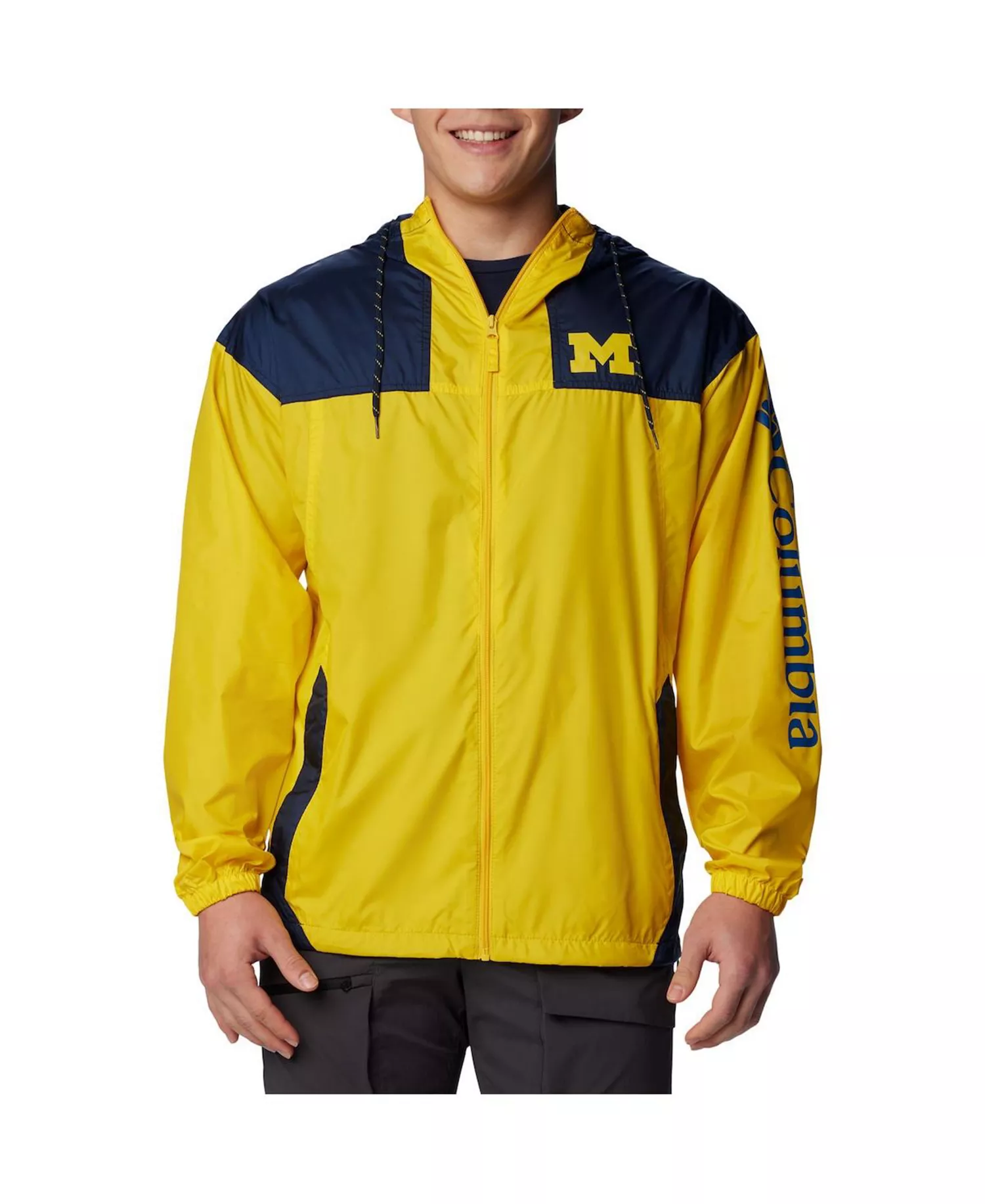 Men's Maize Michigan Wolverines Flash Challenger Omni-Shade Full-Zip Windbreaker Hoodie Jacket - Maize - L