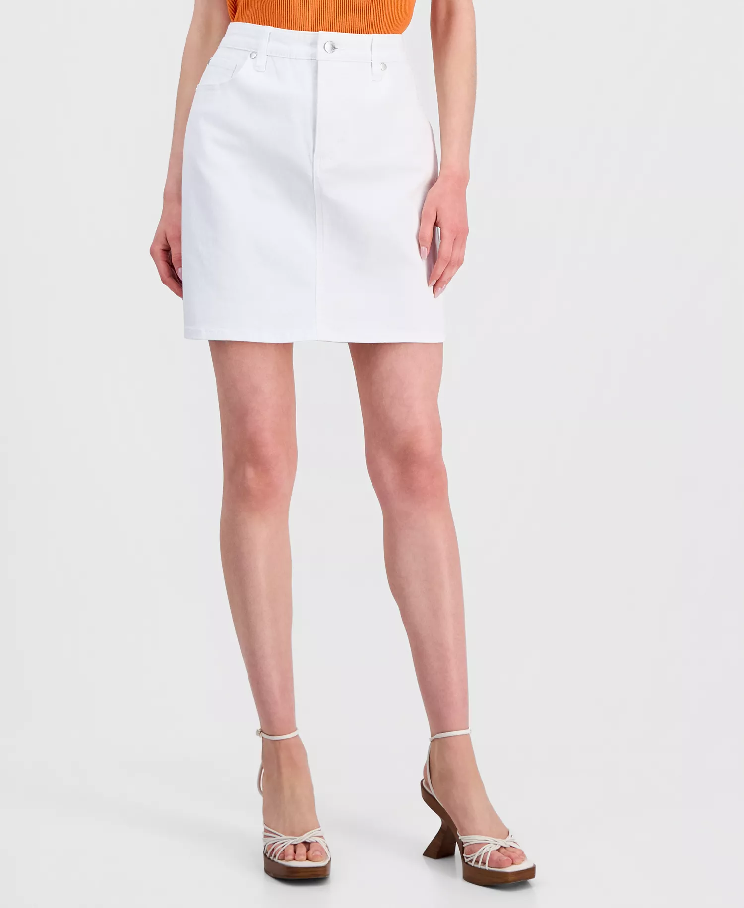 Women's Mid-Rise Denim Mini Skirt, Macy's Exclusive - Bright White - 10