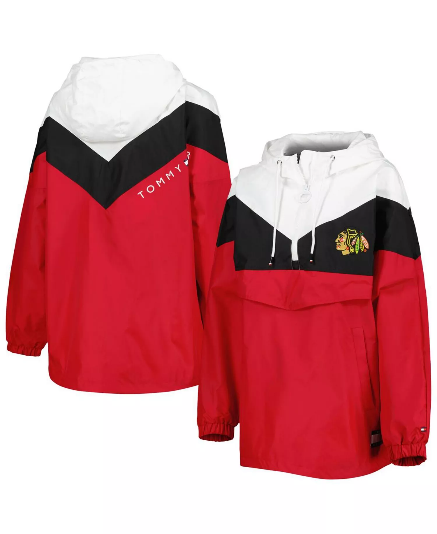 Women's Black, Red Chicago Blackhawks Staci Half-Zip Windbreaker Jacket - Black, Red - L