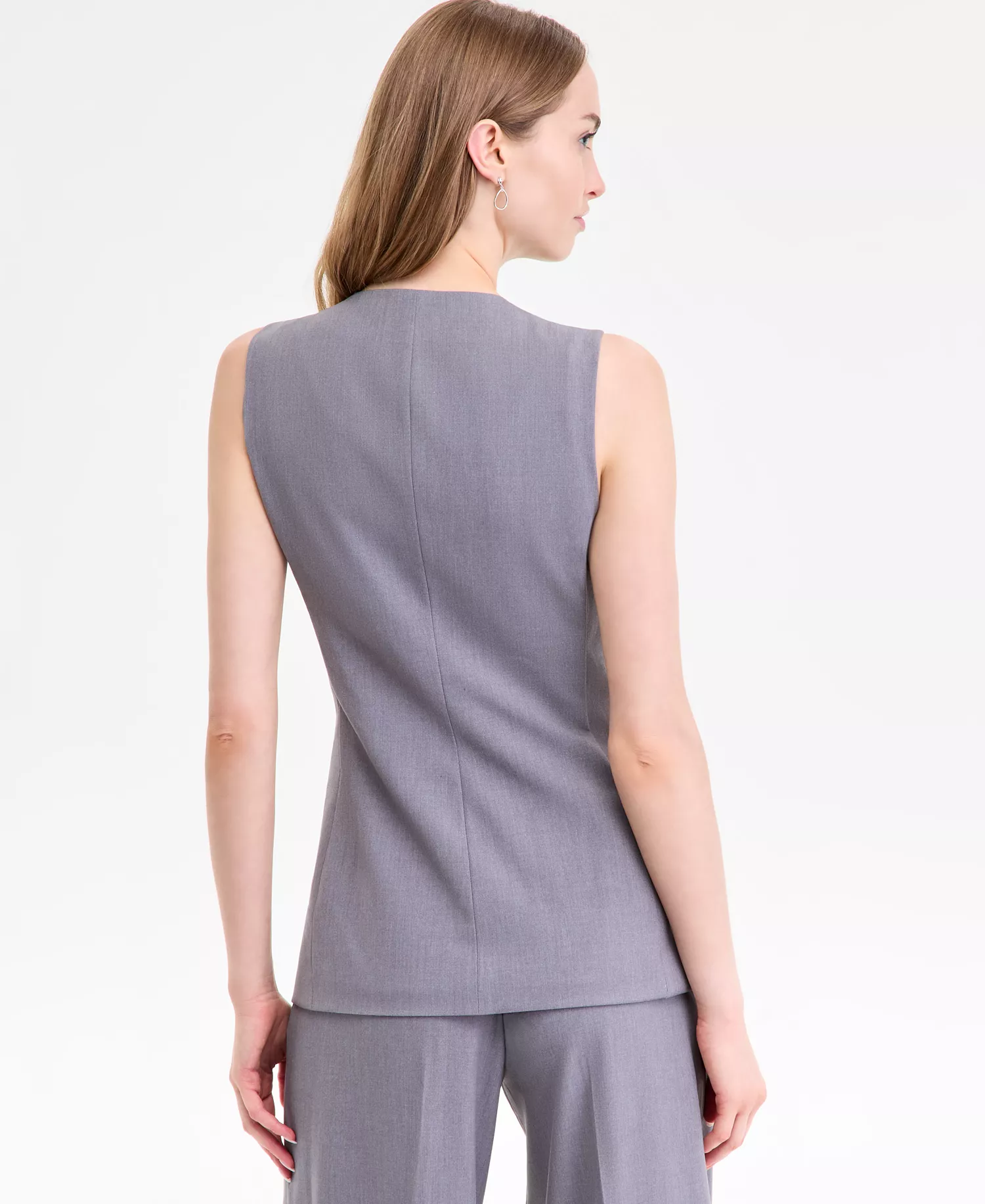 Petite Women's Long-Line Vest - Heather Grey - 10P