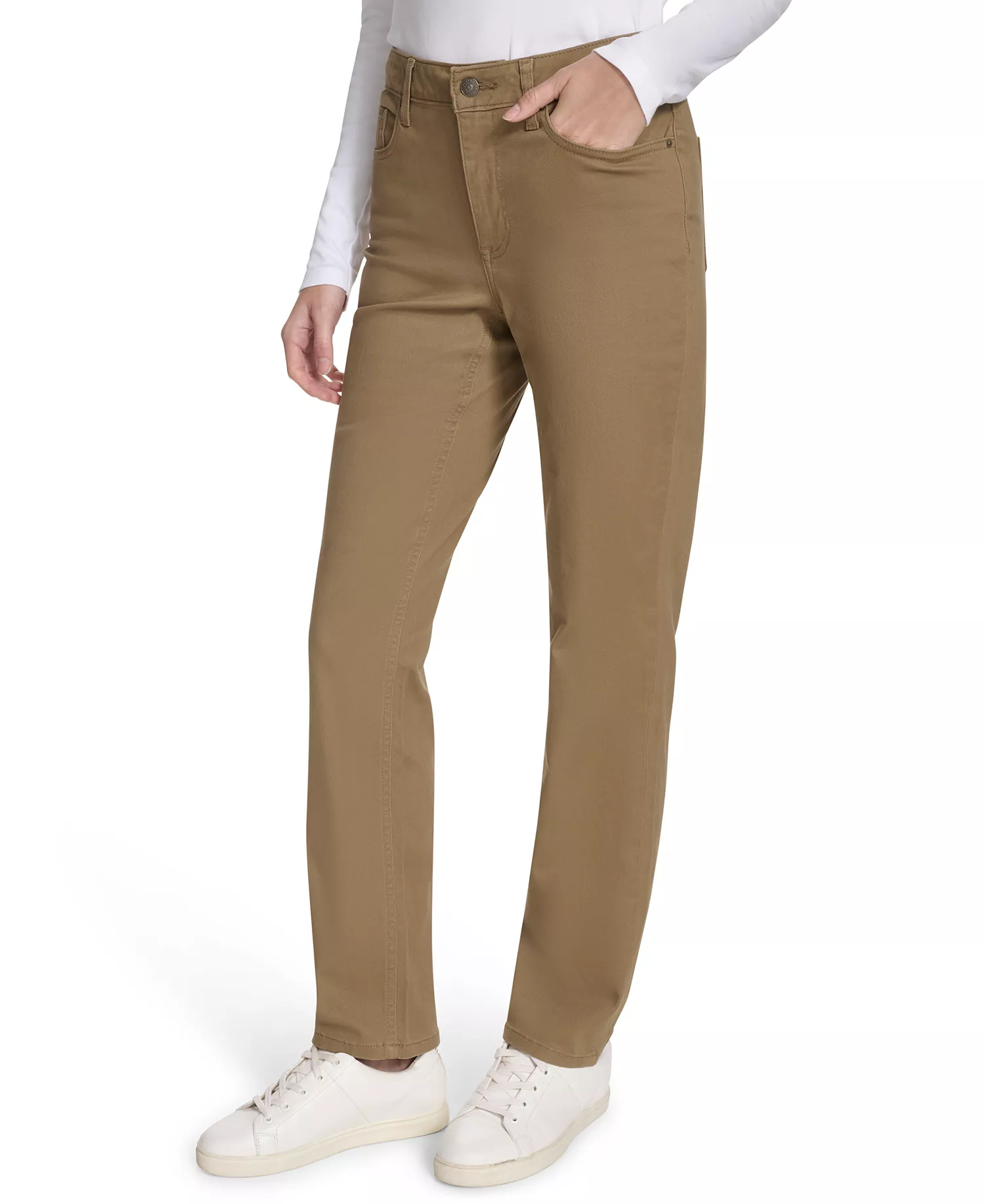Women's Solid Stretch Full-Length Jeans - Barley - 10