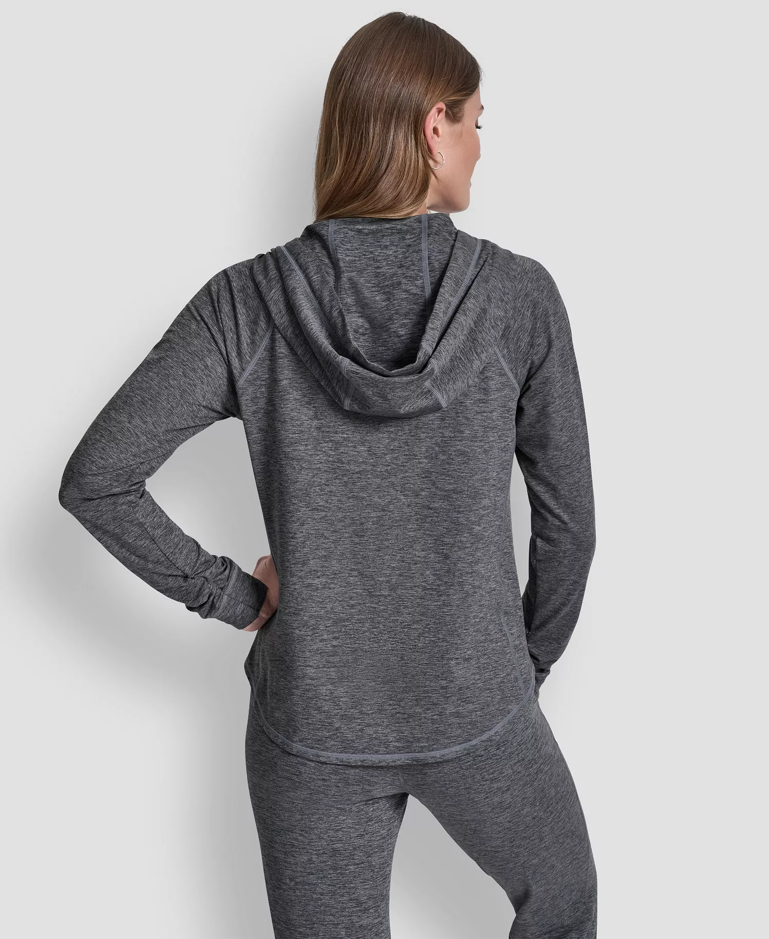 Women's Full-Zip Long-Sleeve Hoodie - Black Spacedye - L