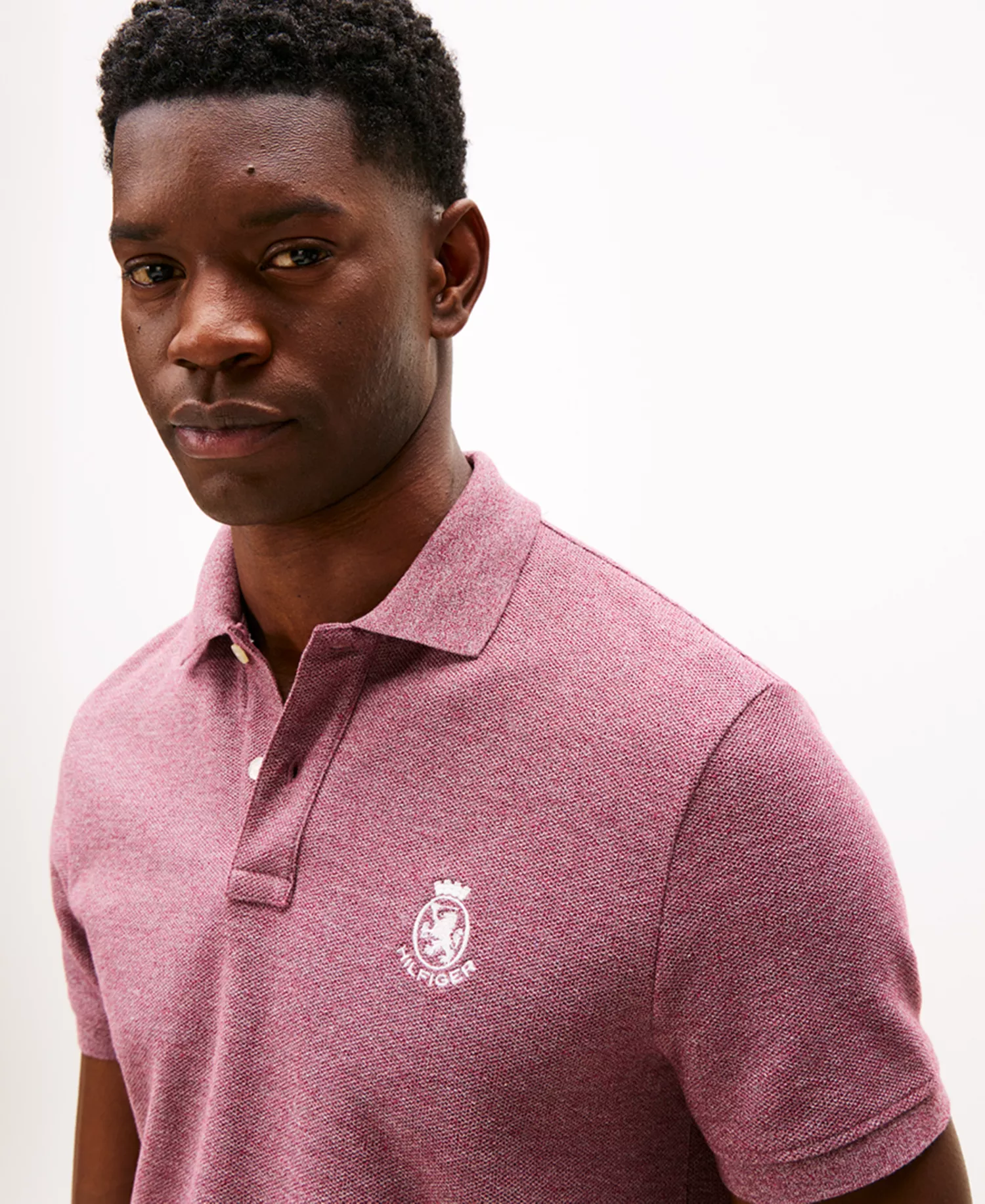 Men's Heathered Crest Regular Fit Polo Shirt - Deep Burgundy Heather - L