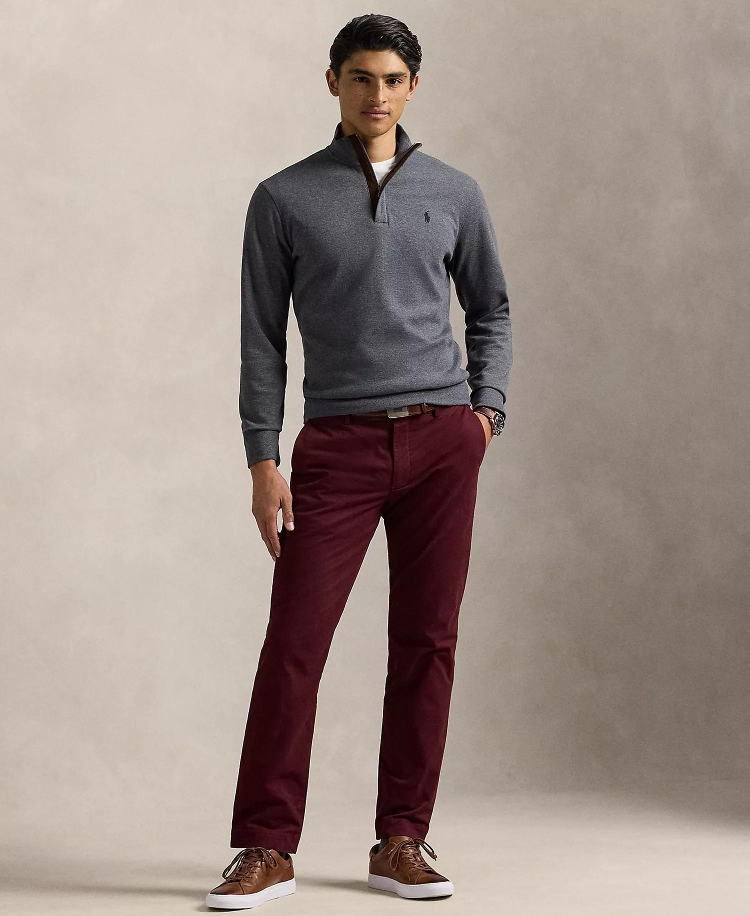 Men's Luxury Jersey Quarter-Zip Pullover Sweater - Barclay Heather - 2XL