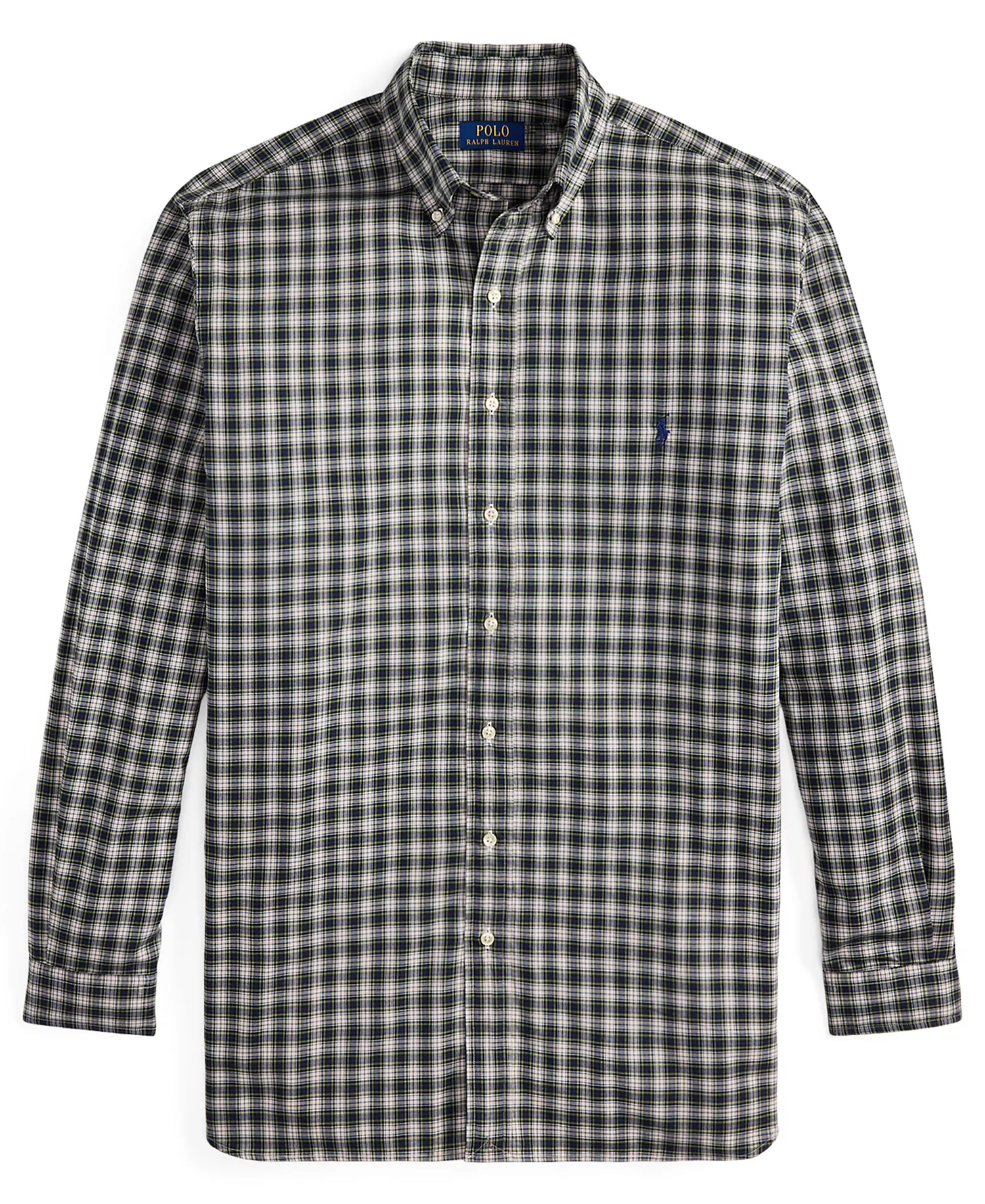 Men's Big & Tall Cotton Twill Shirt - Blue/Green - 2LT