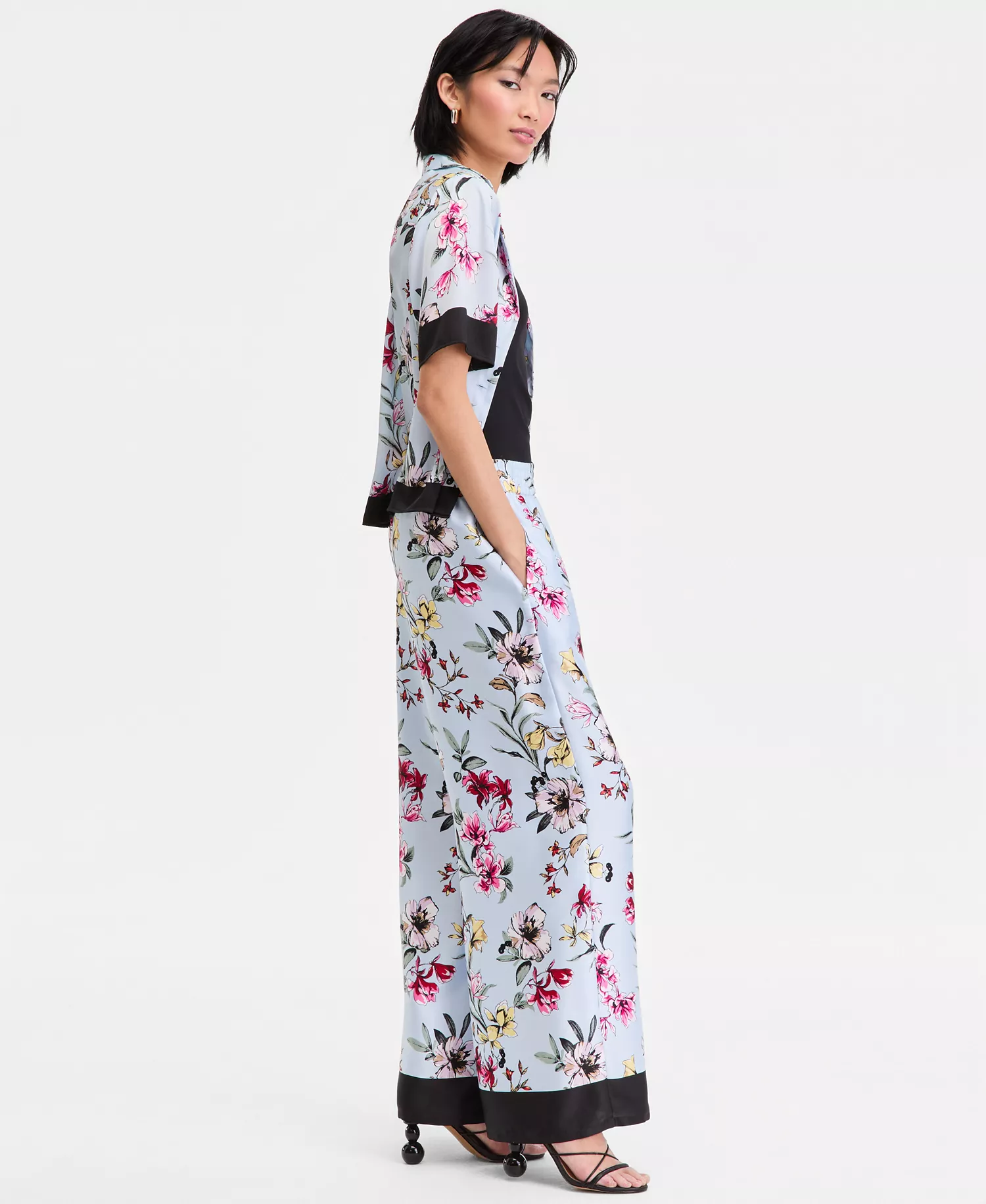 Women's Wide Leg Printed Pull-On Pants - Seela Border - L