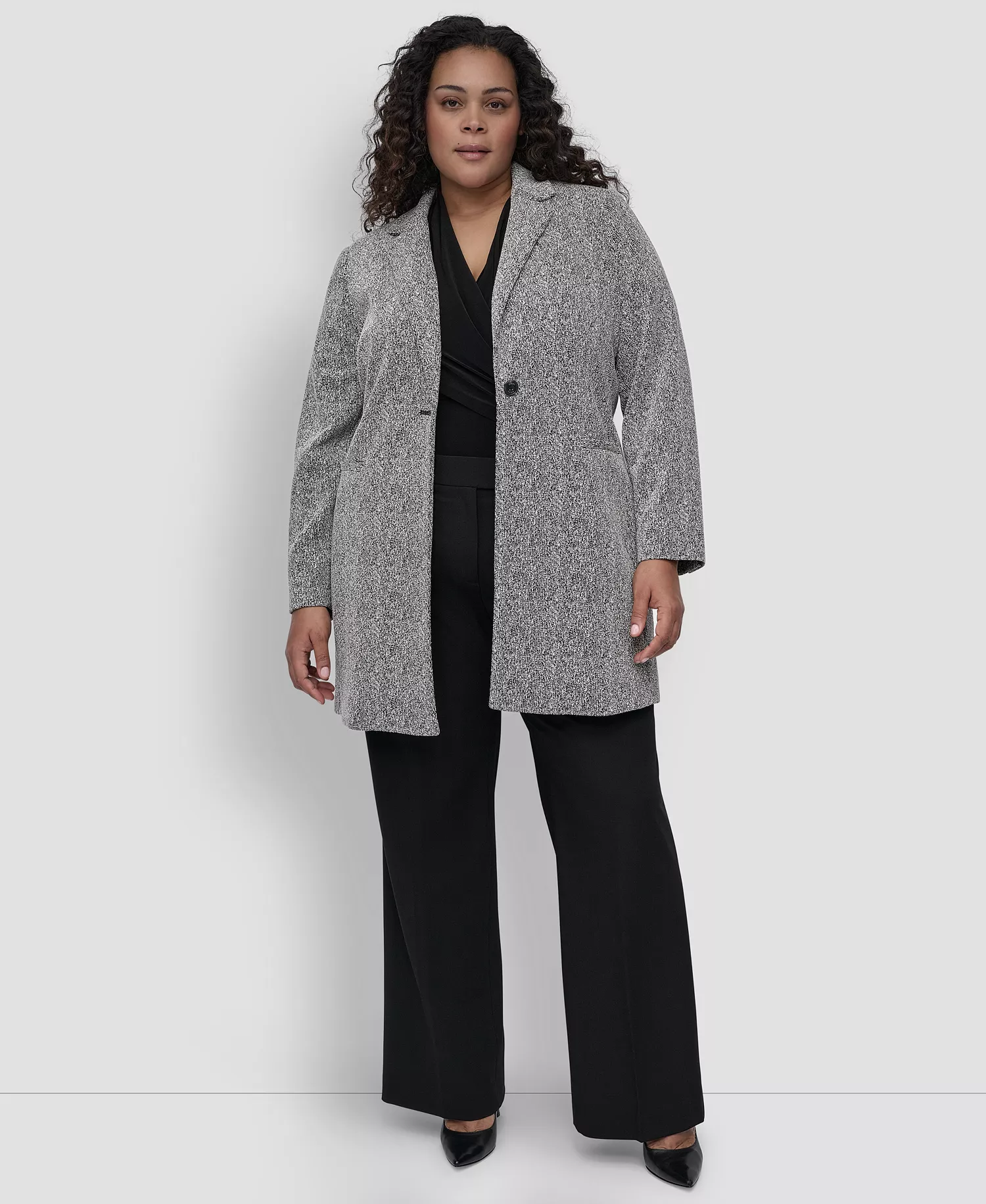 Plus Size Double D Topper Blazer - Black/White - 14W