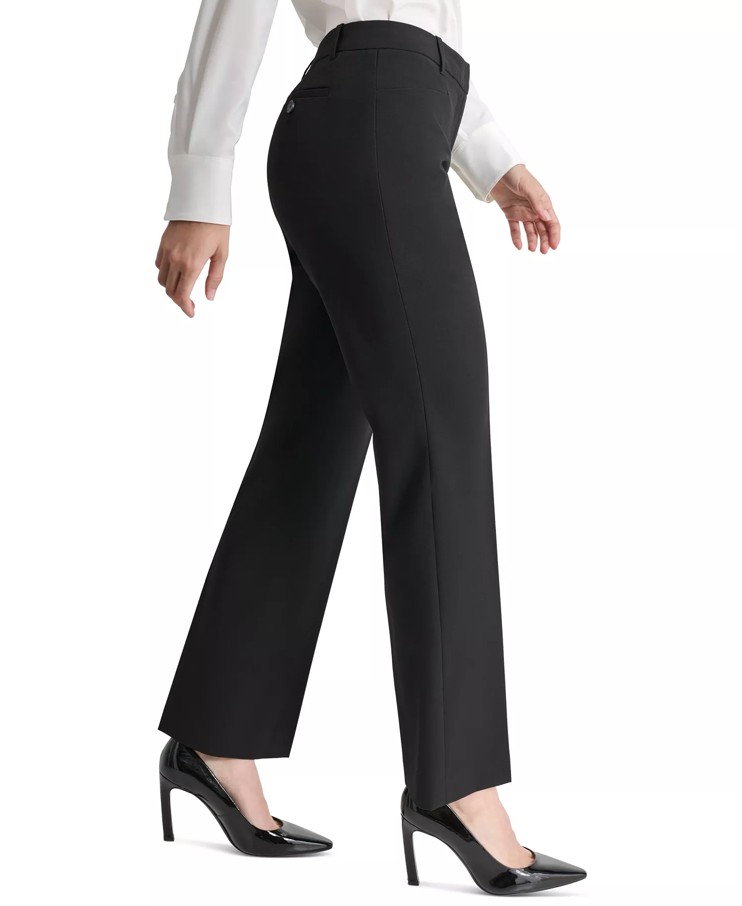 Petite Modern-Fit Mid-Rise Wide-Leg Pants - Black - 10P