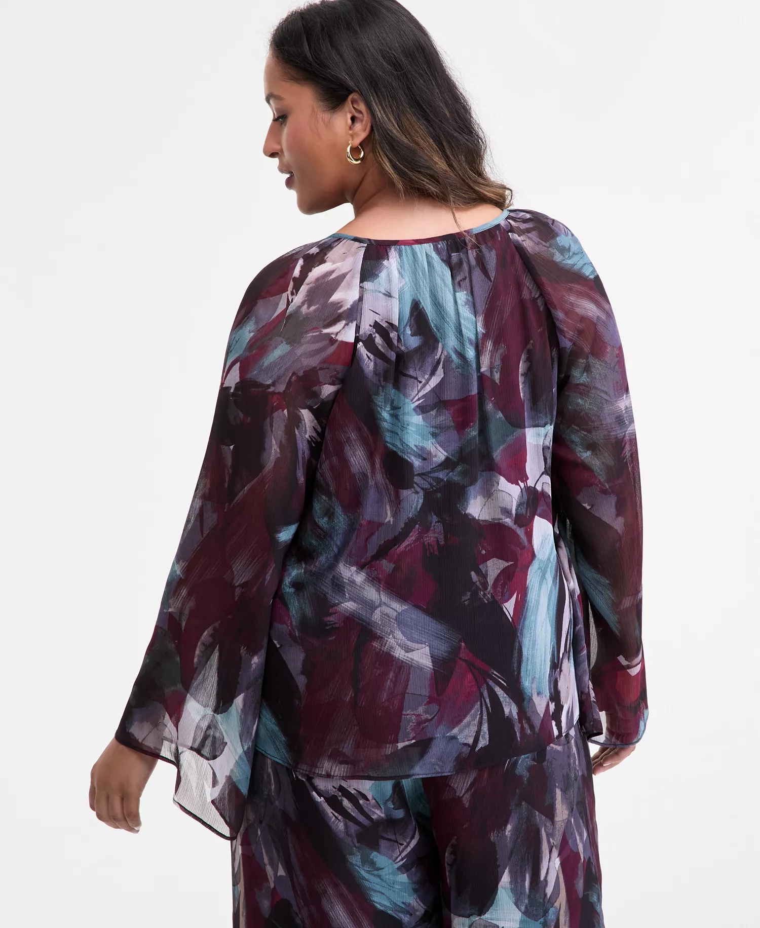 Plus Size Printed Tie-Front Blouse, Macy's Exclusive - Remi Blooms - 0X