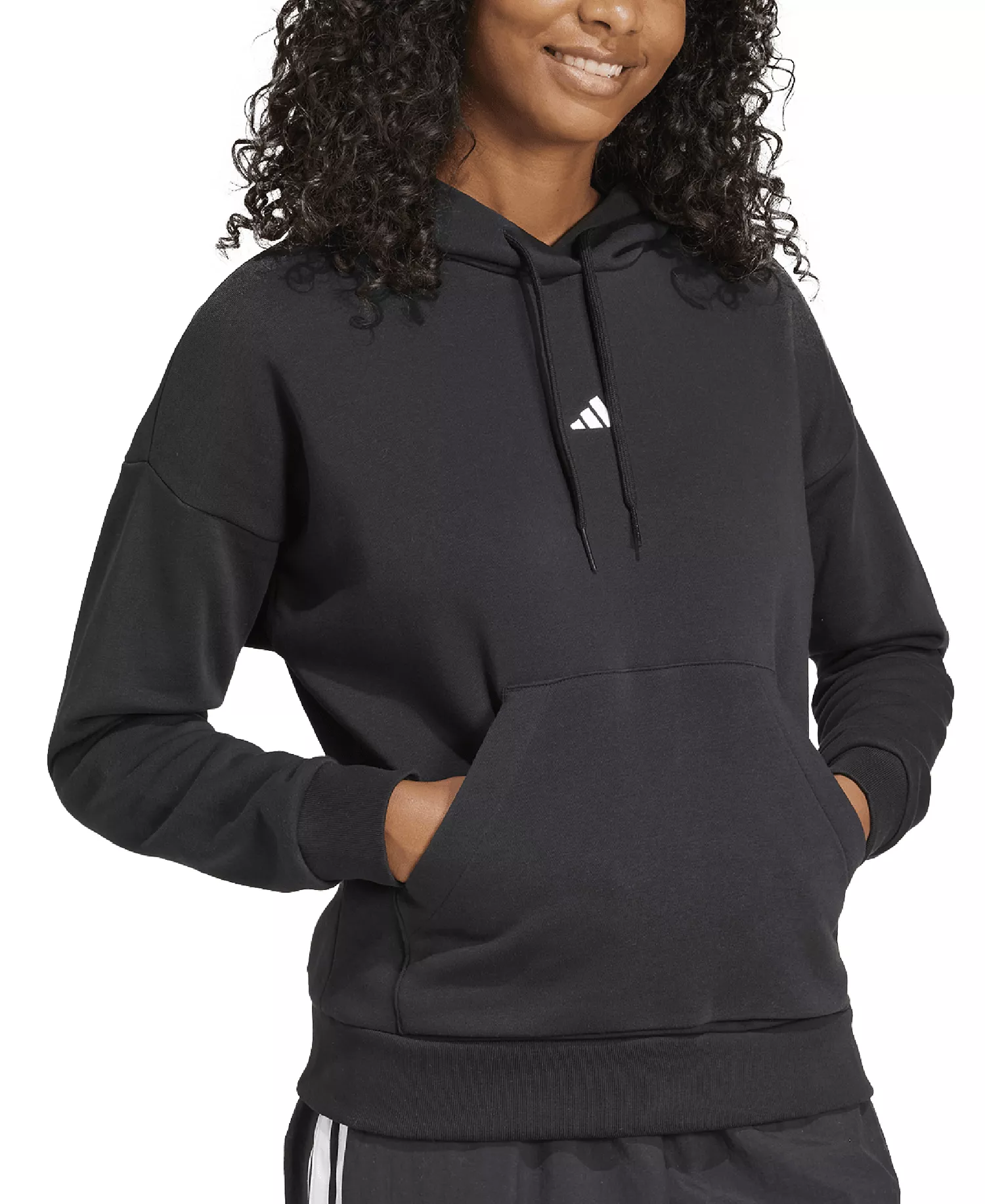 Women's Essentials Long-Sleeve Logo Hoodie - Black/white - 2XL