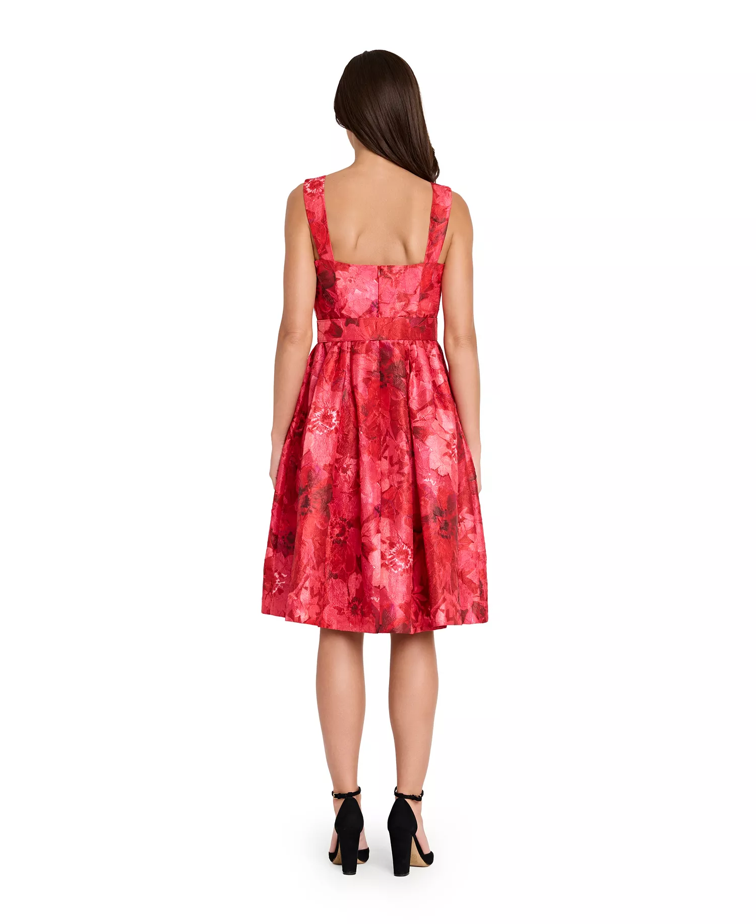 Petite Sleeveless Jacquard Dress - Crimson Floral - 0P