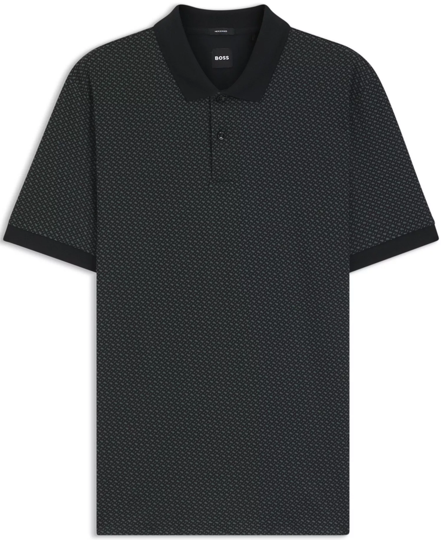Men's Mercerized-Cotton Monogram Polo Shirt - Black - 2XL