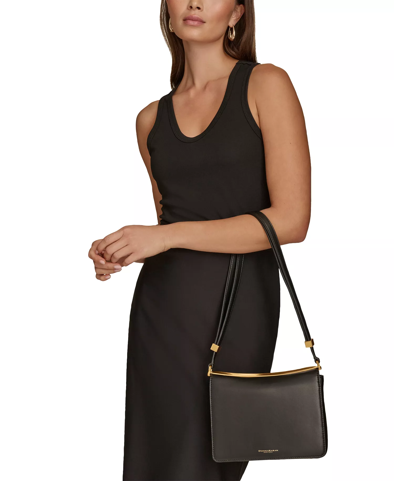 Jericho Flap Shoulder with Sculpted Hardware Bag - Black - ONE SIZE
