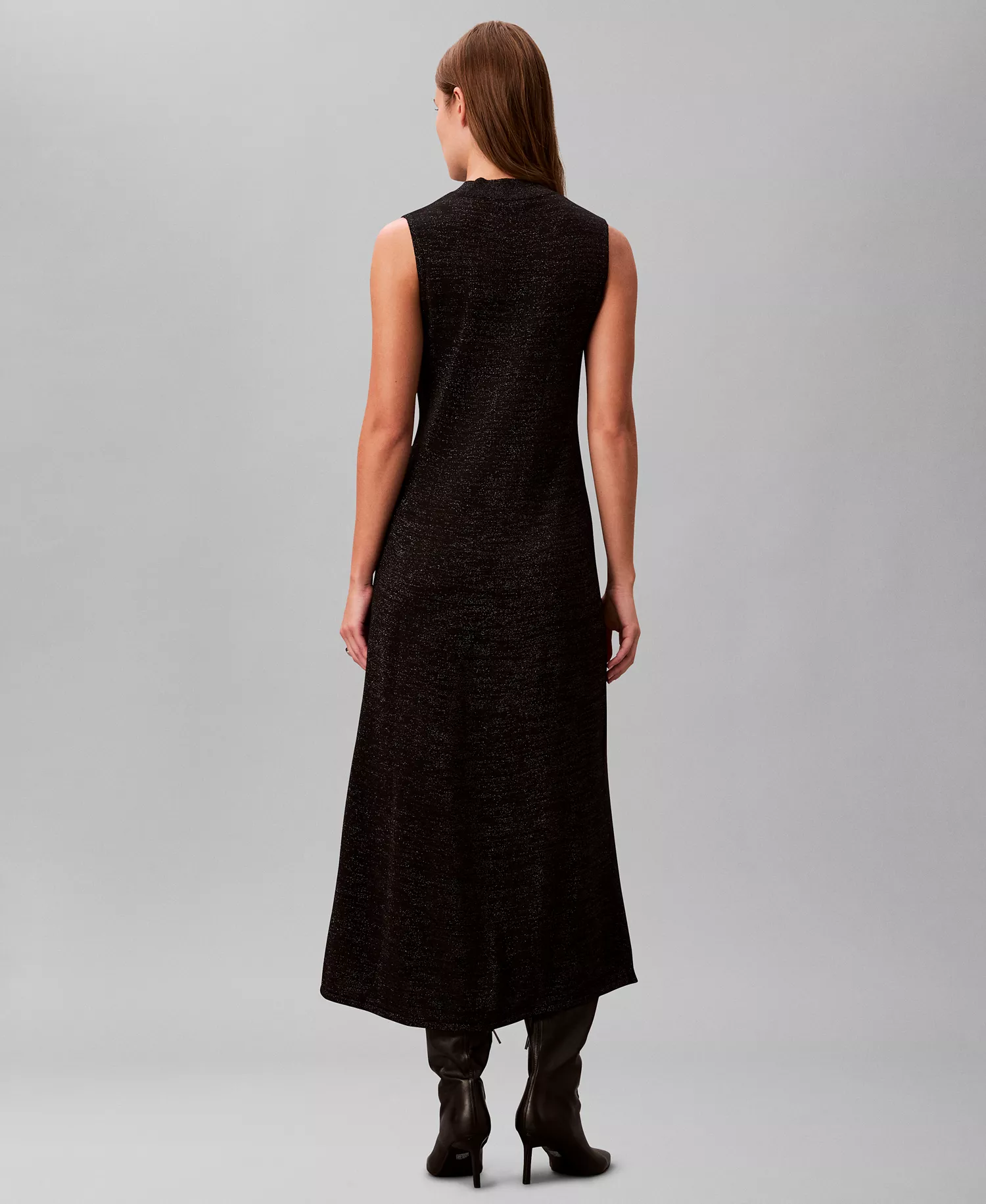 Women's Sleeveless Midi Dress - Black - L