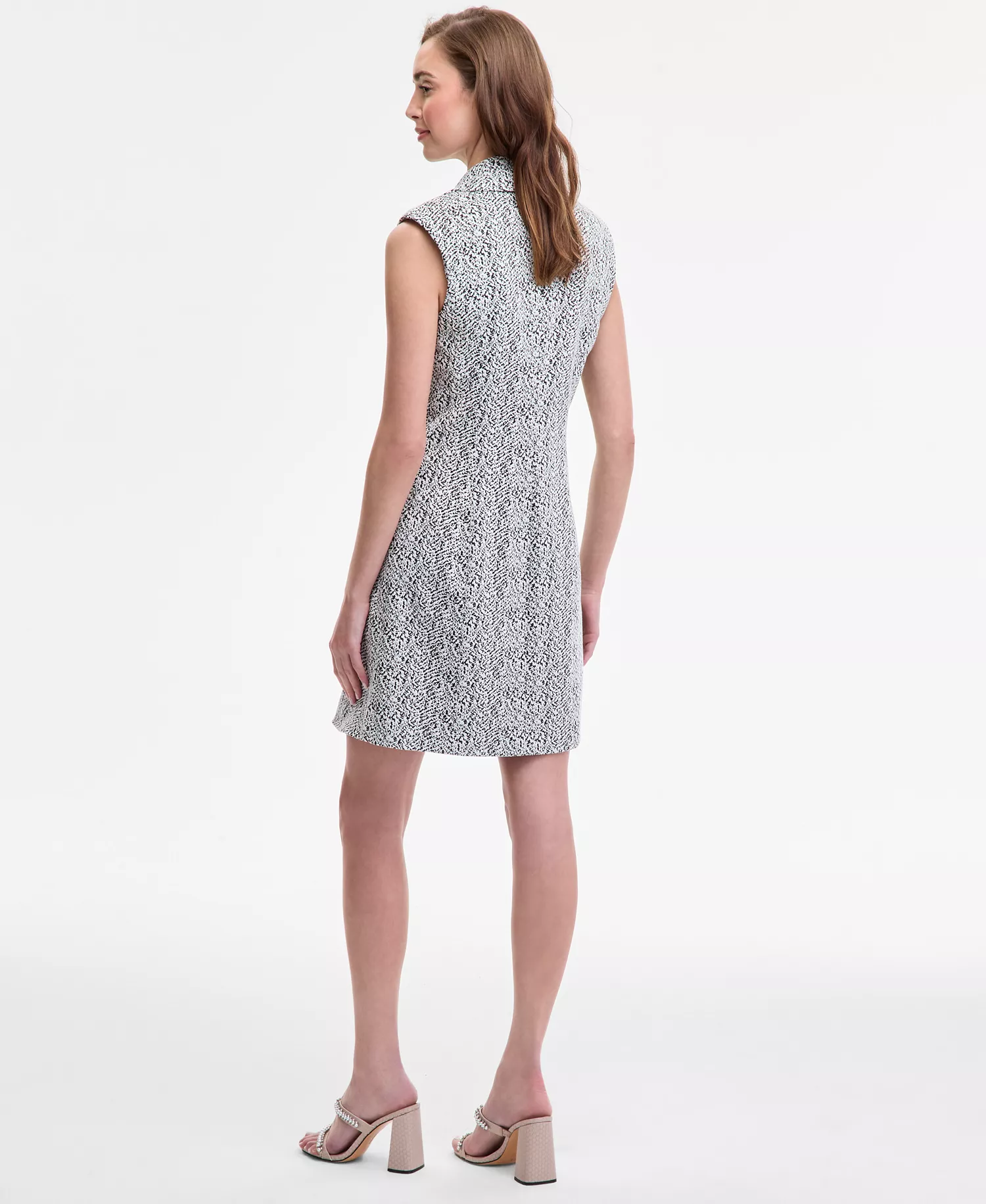 Women's Abstract Jaquard Knit Dress - Black/ Soft White - 12
