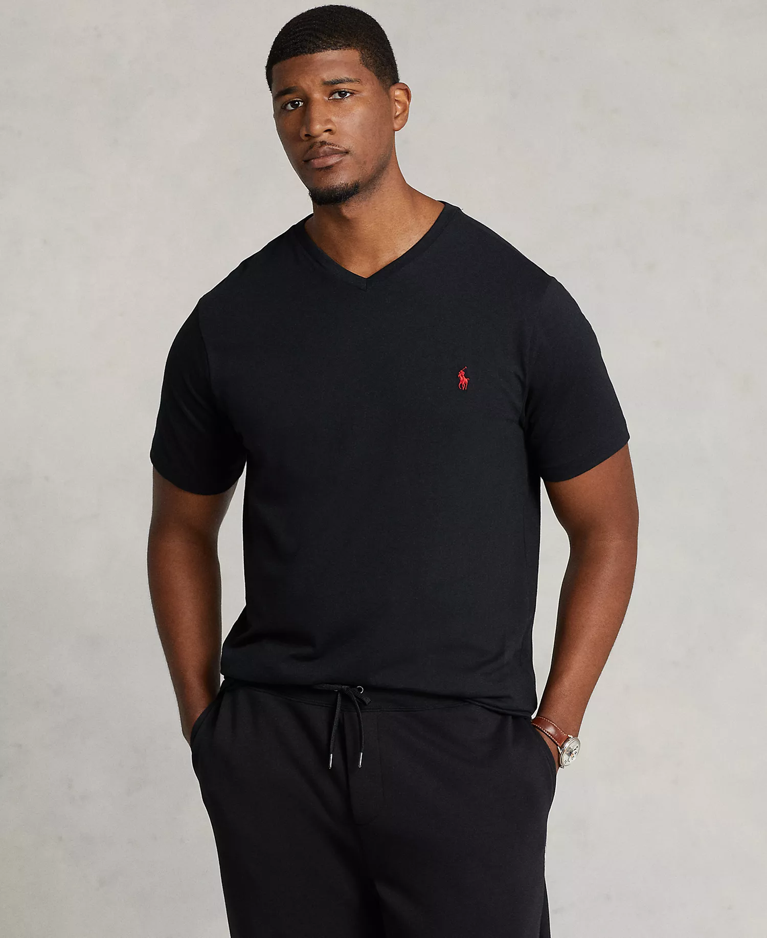 Men's Big & Tall Classic-Fit V-Neck T-Shirt  - Black - 2LT