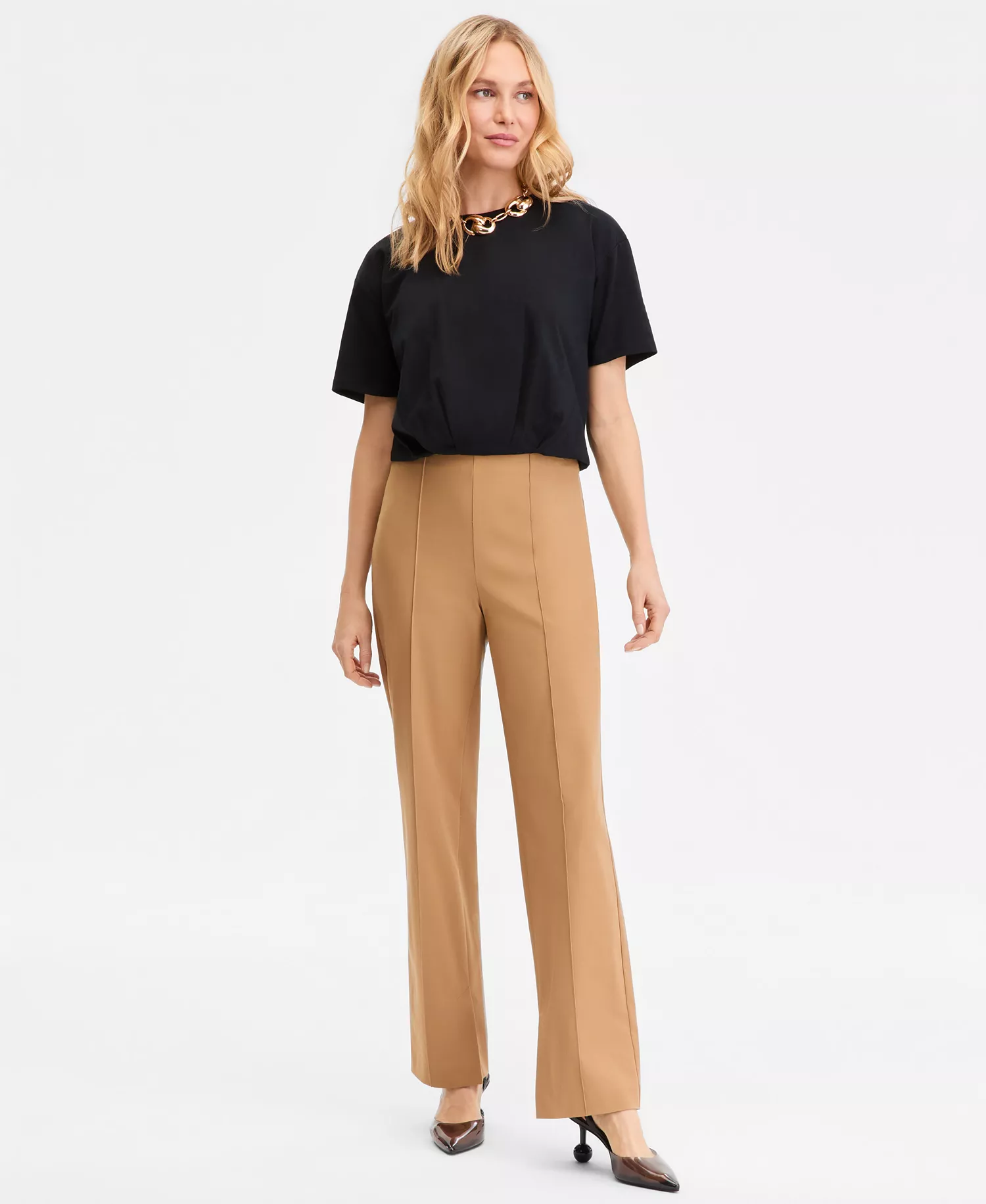 Women's High-Rise Bootcut Pants, Created for Macy's - Deep Black - 0