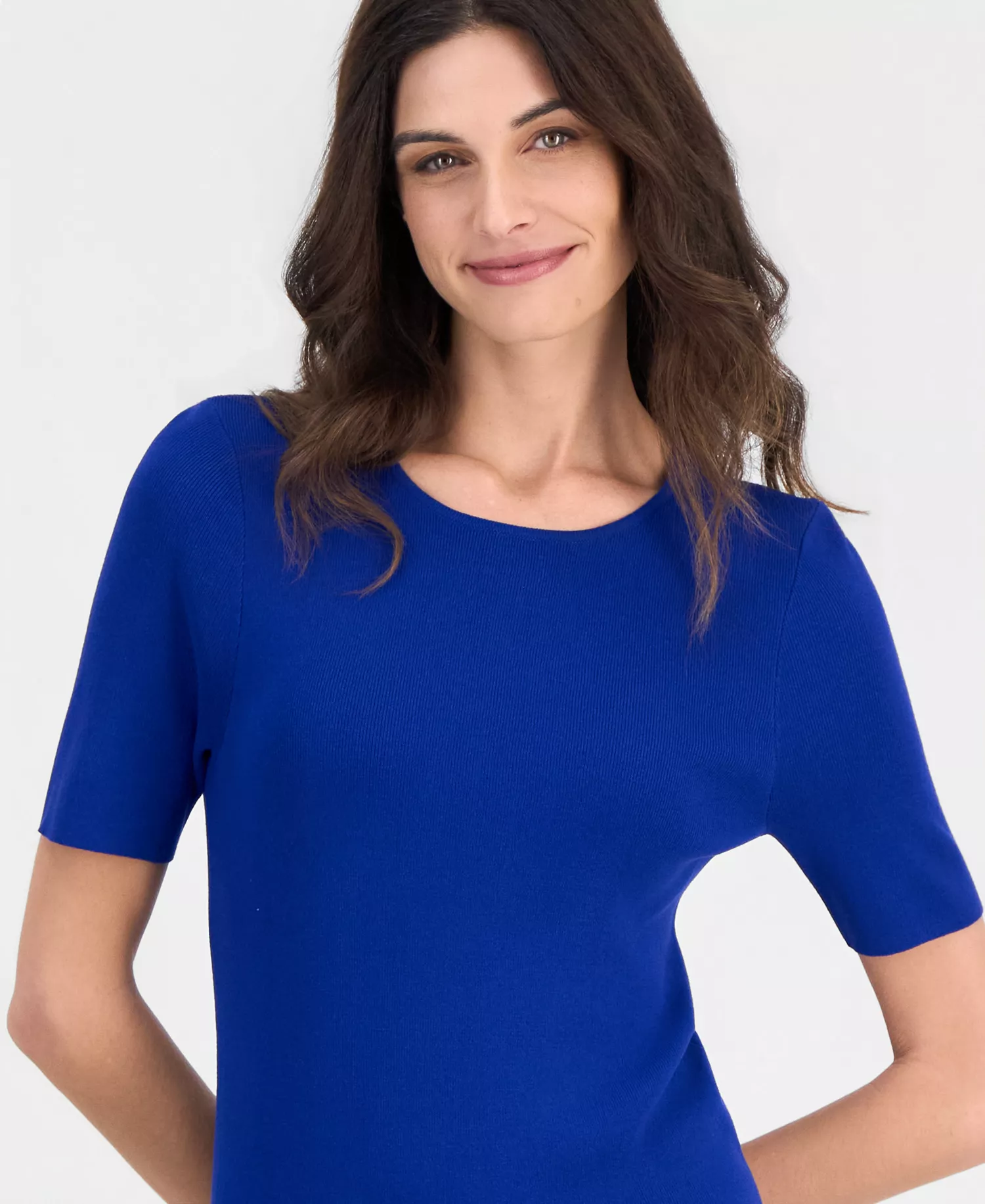 Women's Short-Sleeve Sweater T-Shirt - Cobalt - L
