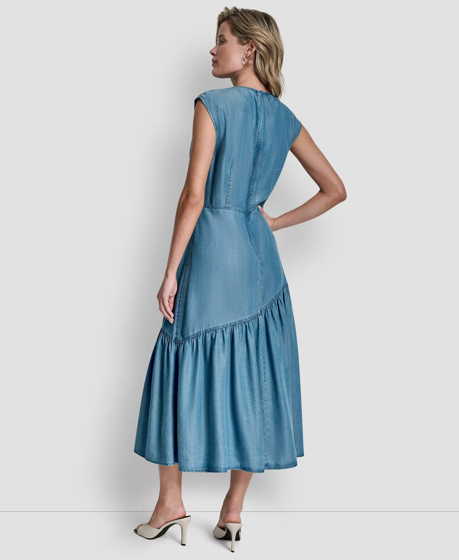 Women's Sleeveless A-line Midi Dress - Stream Wash - L