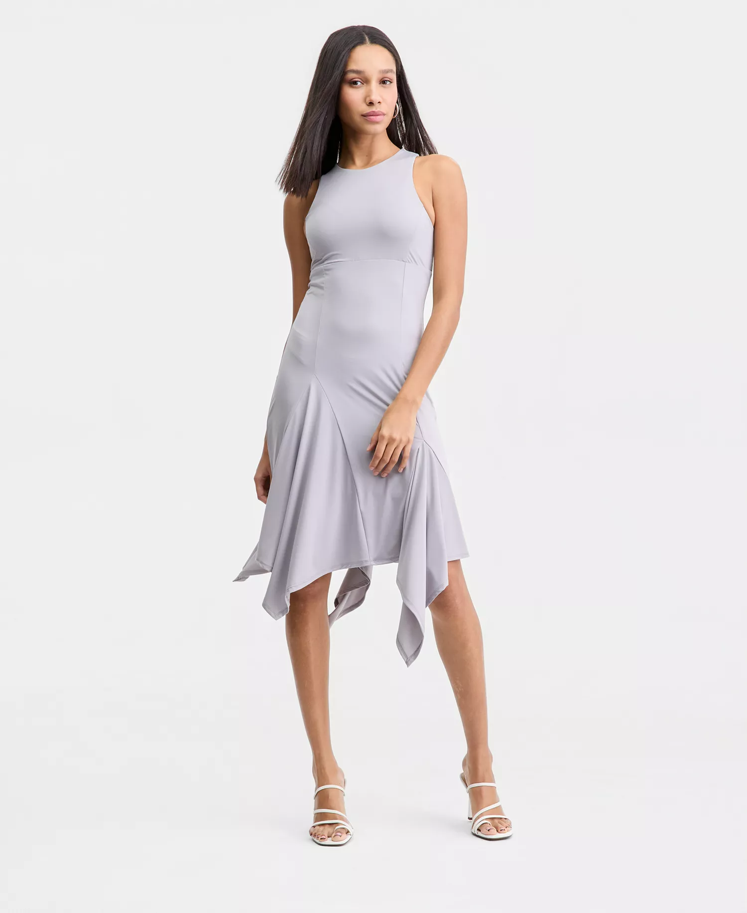 Women's Handkerchief-Hem Sleeveless Dress, Macy's Exclusive - Cloud Grey - L