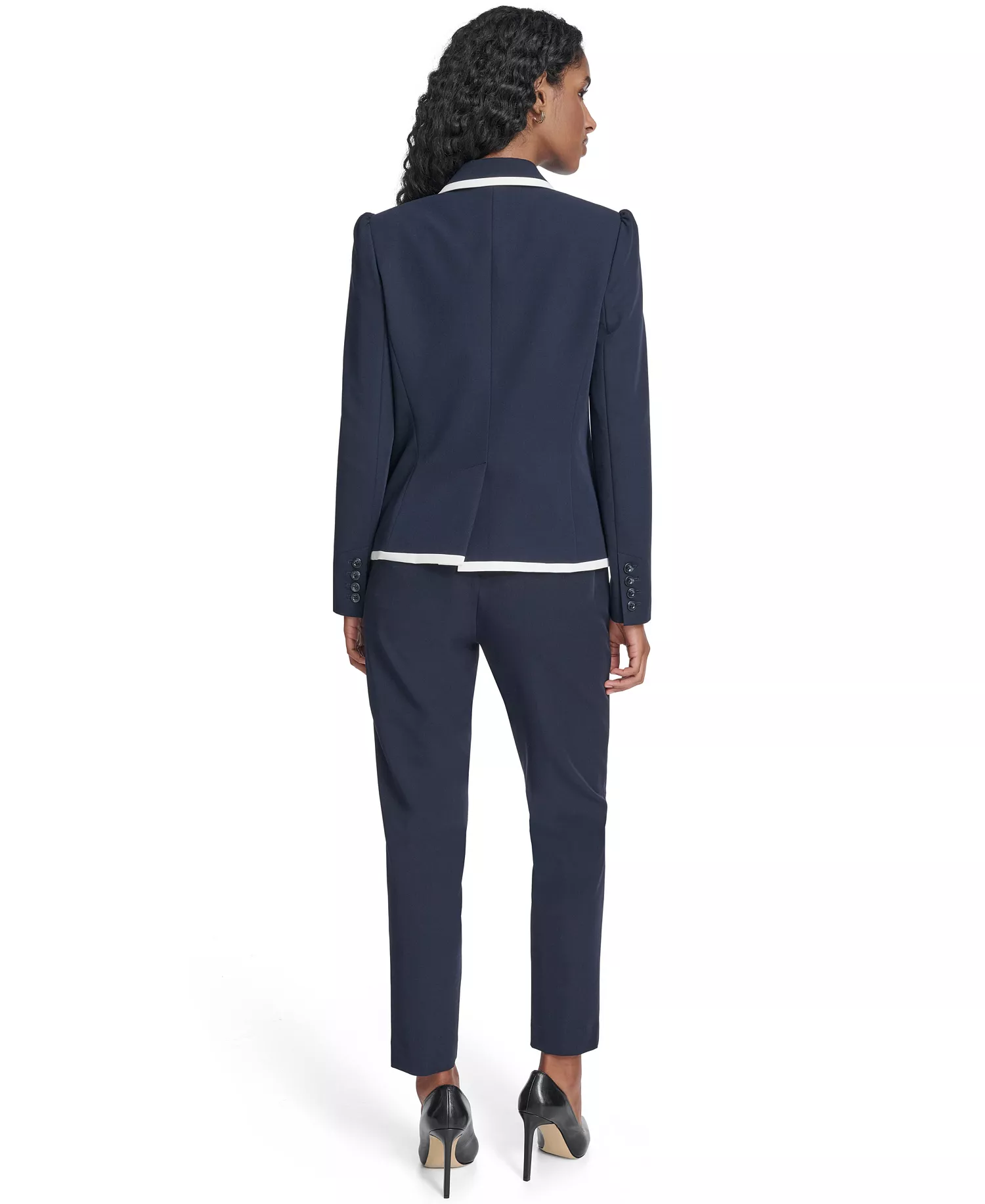 Women's Framed One-Button Blazer - Midnght/ivory - 0