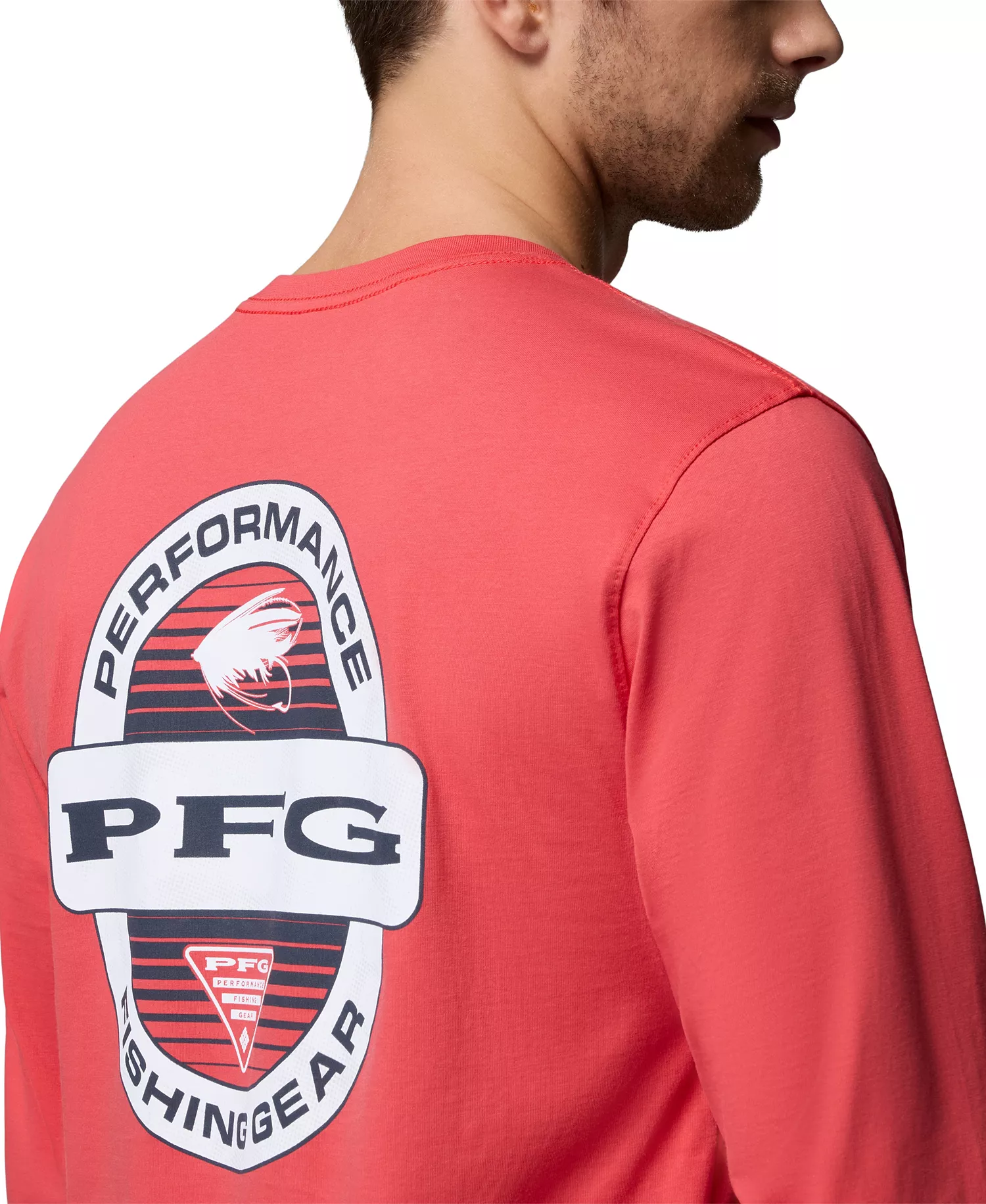 Men's PFG Yeager Graphic Long-Sleeve T-Shirt - SUNSET RED - L