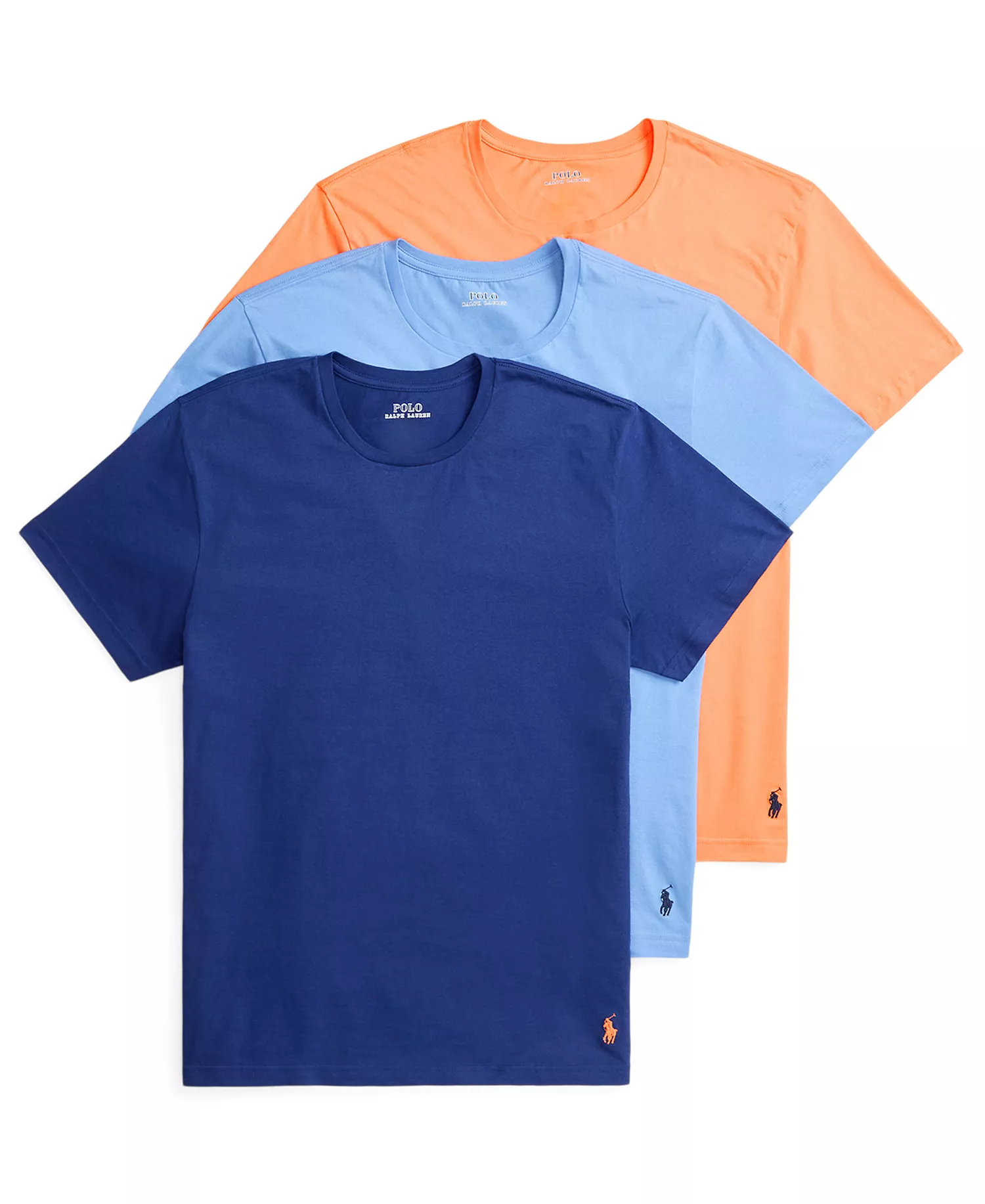 Men's 3-Pack Classic Cotton Crew Undershirts - Fall Royal/Harbor Island Blue/May Orange - L