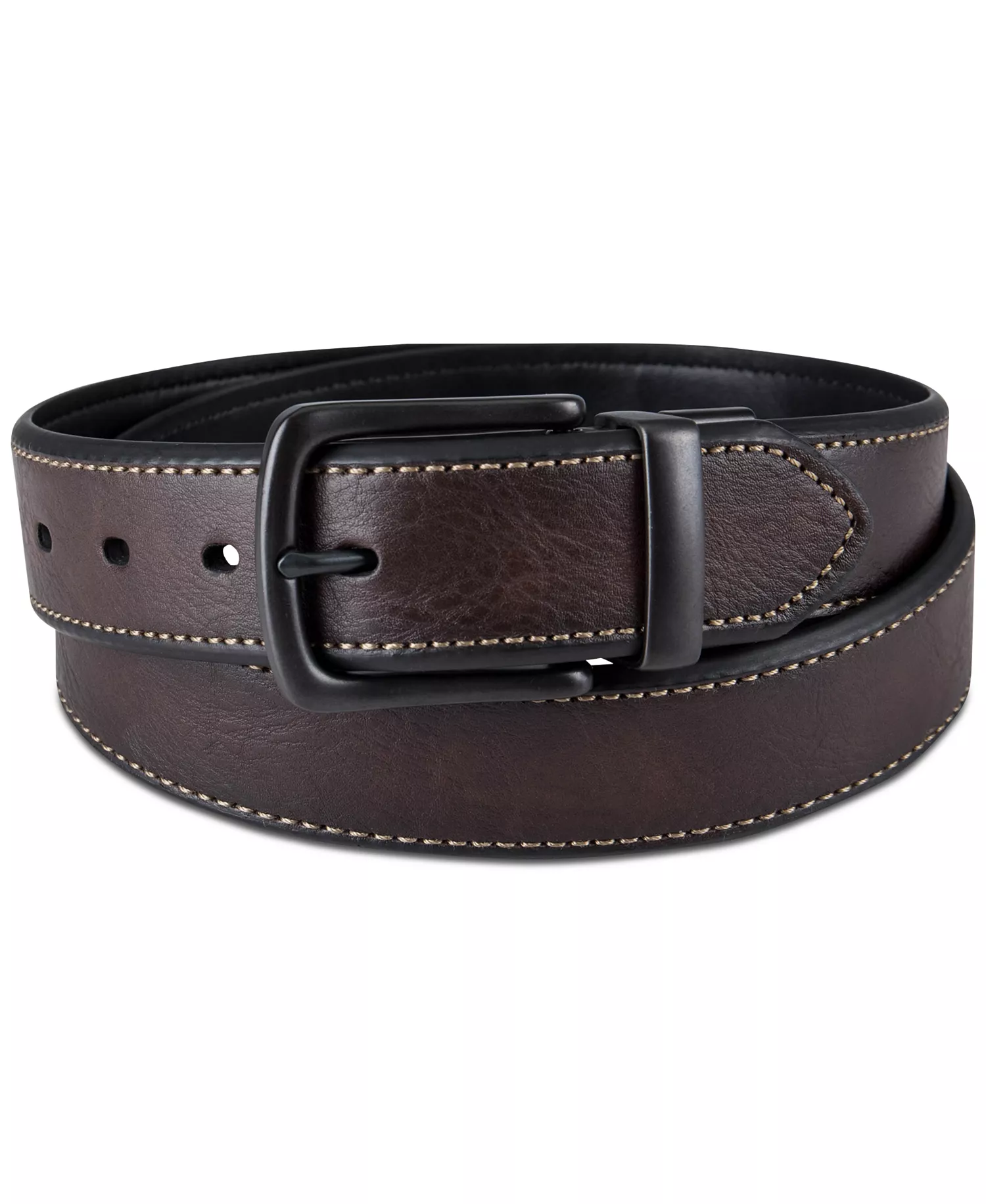 Men’s Contrast Stitch Reversible Belt - Brown/Black - L (38-40)