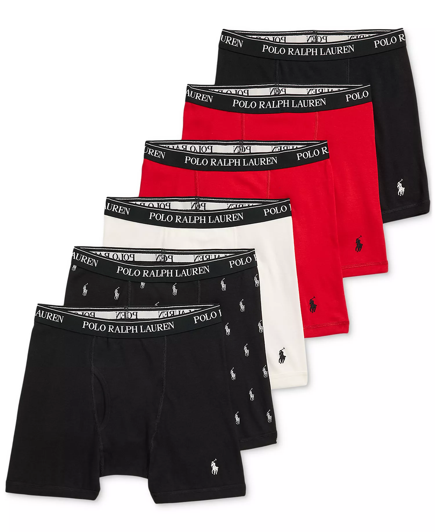 Men's 5+1 Free Bonus Classic-Fit Boxer Briefs - Black/red/white/black W/white Aopp/red/black - L