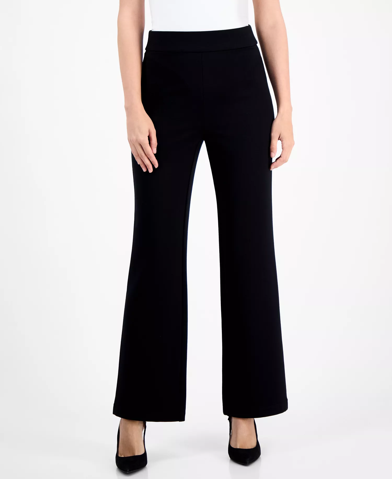 Petite High-Rise Bootcut Pull-On Pants, Macy's Exclusive - Deep Black - P/L