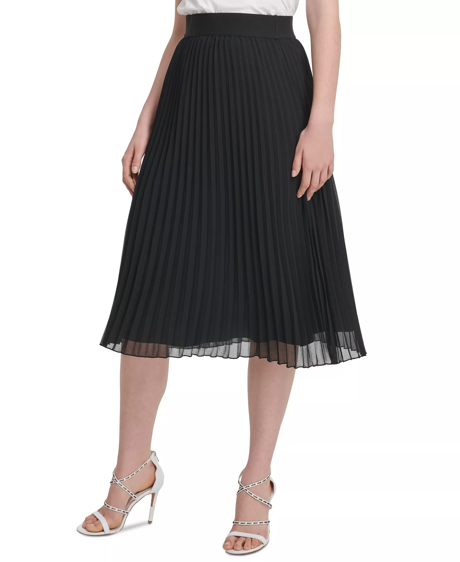 Pleated Midi Skirt - Black - L