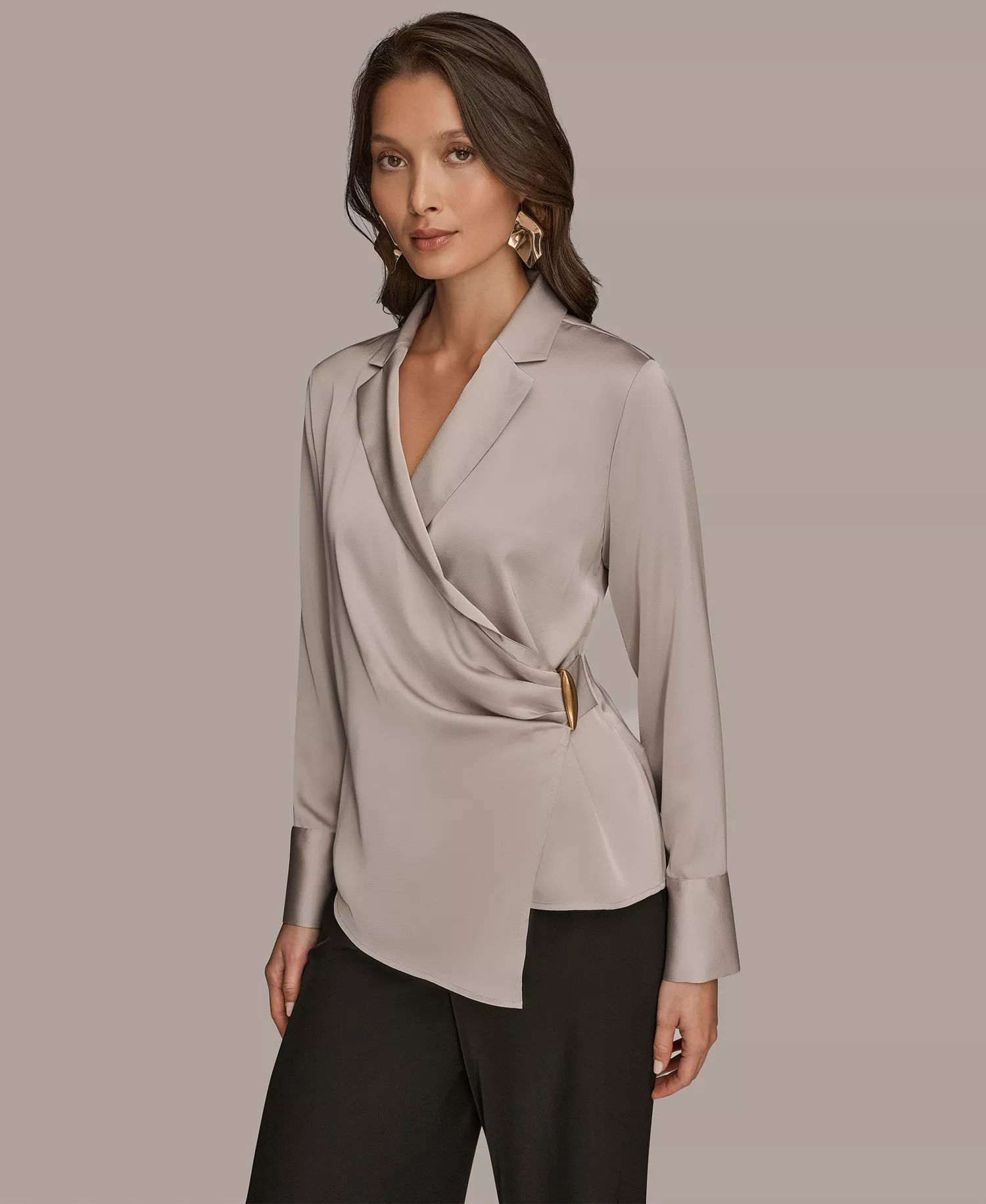 Women's Wrap Long Sleeve V-Neck Top - Vapor - S