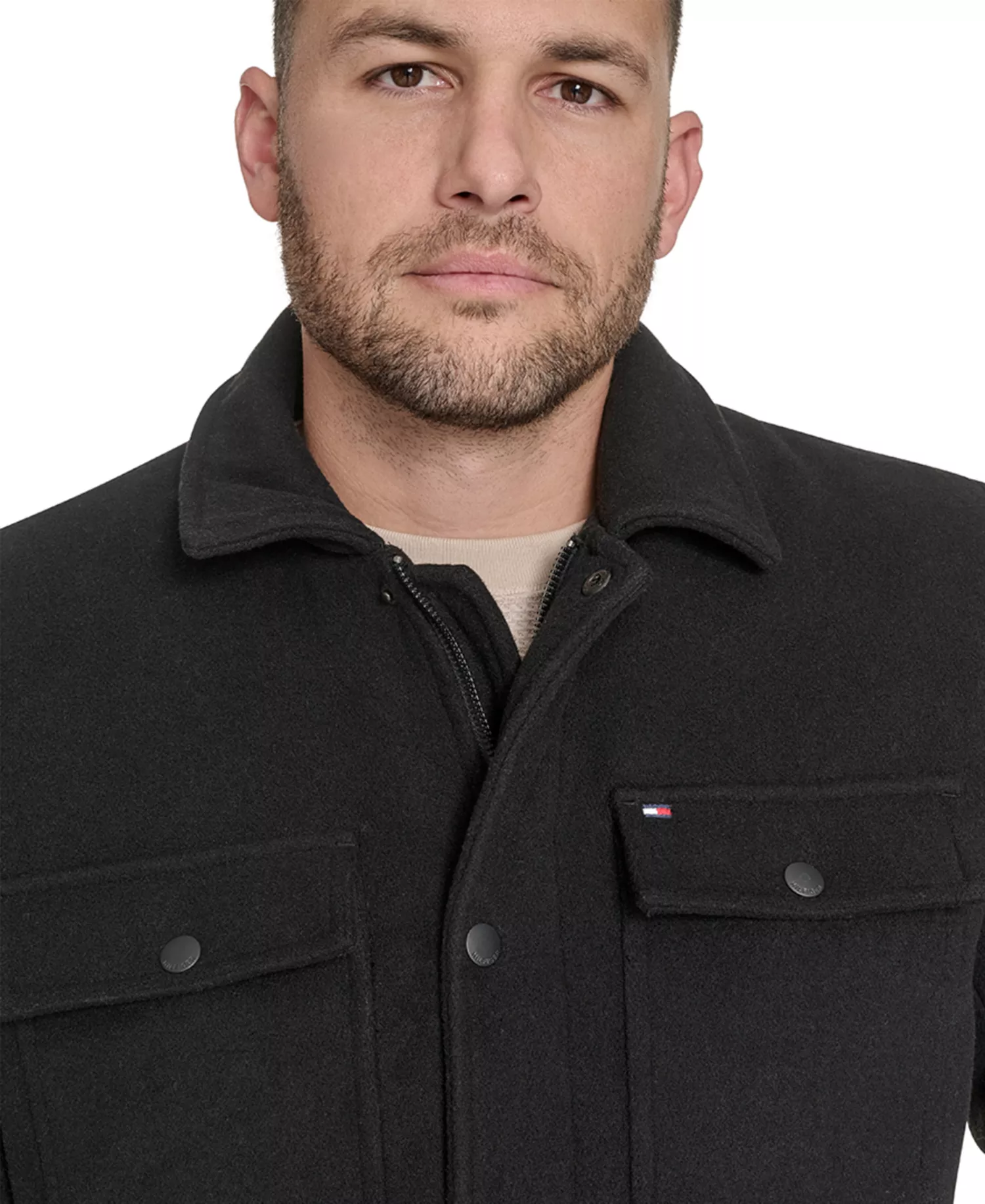 Men's Wool Blend Field Jacket - Black - 2XL