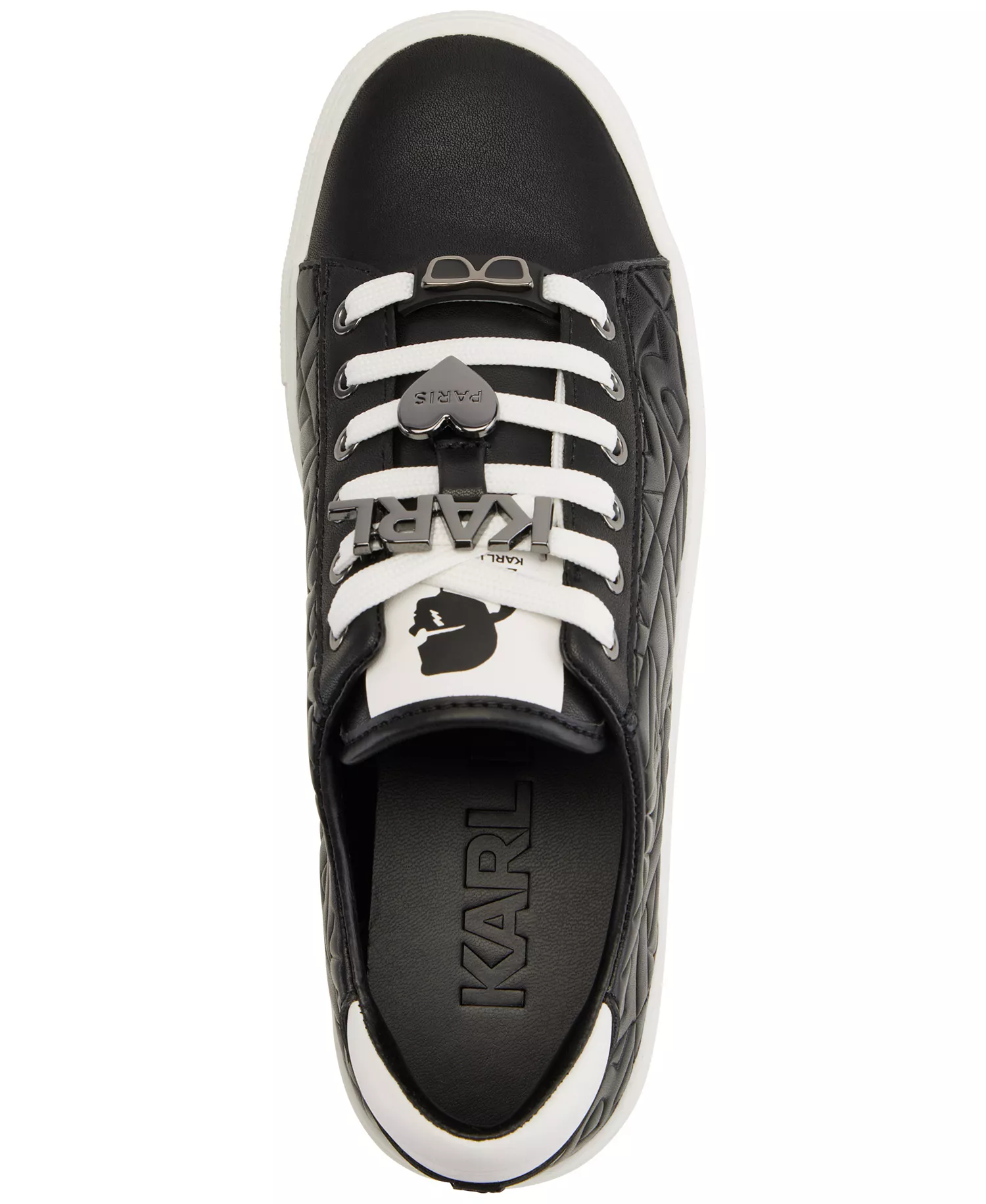 Cate Karl Box Lace-Up Low-Top Sneakers - Black/ Bright White - 5.5M