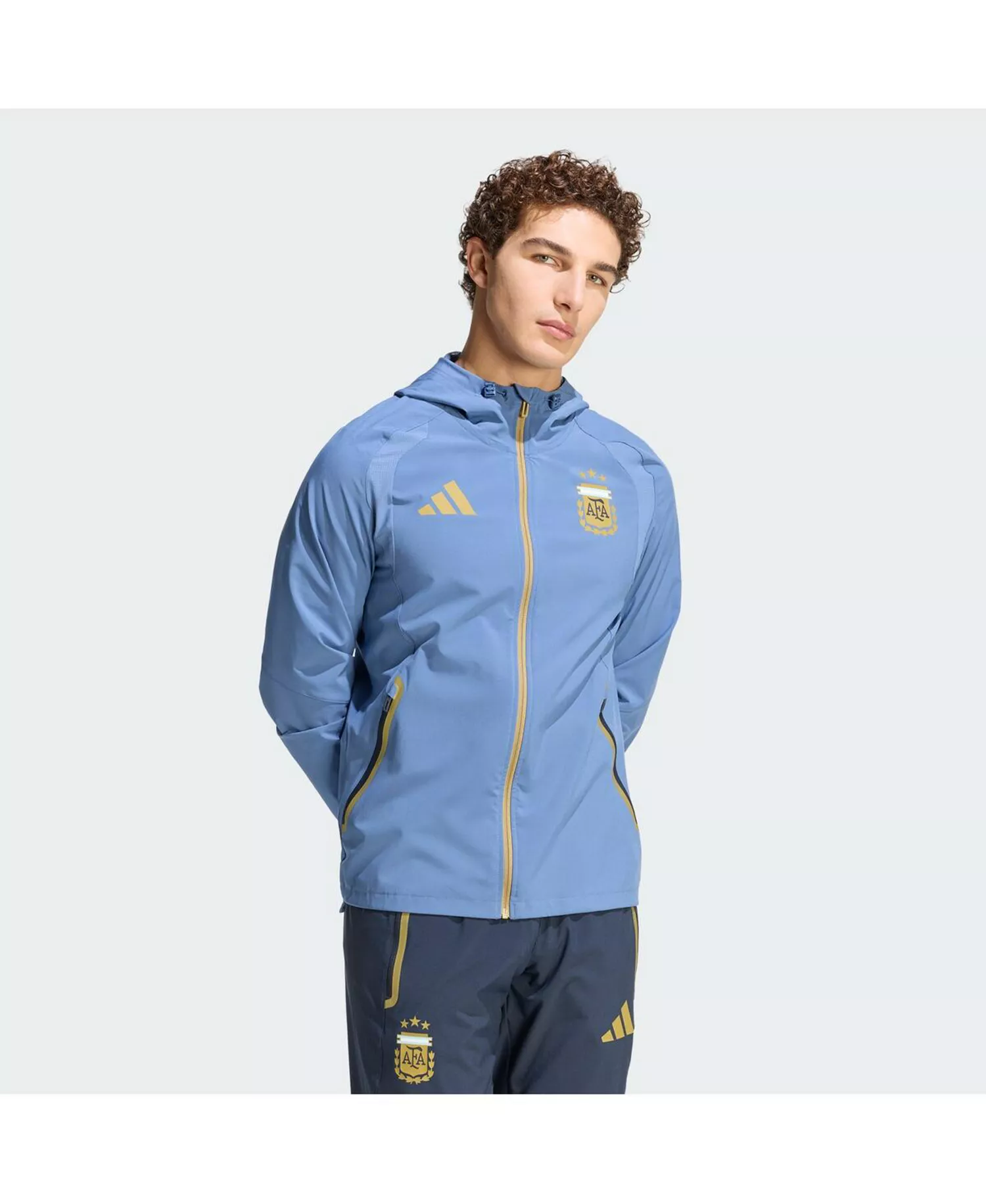 Men's Blue Argentina National Team FIFA x World Cup Tiro Travel Raglan Full-Zip Windbreaker Hoodie - Blue - 2XL