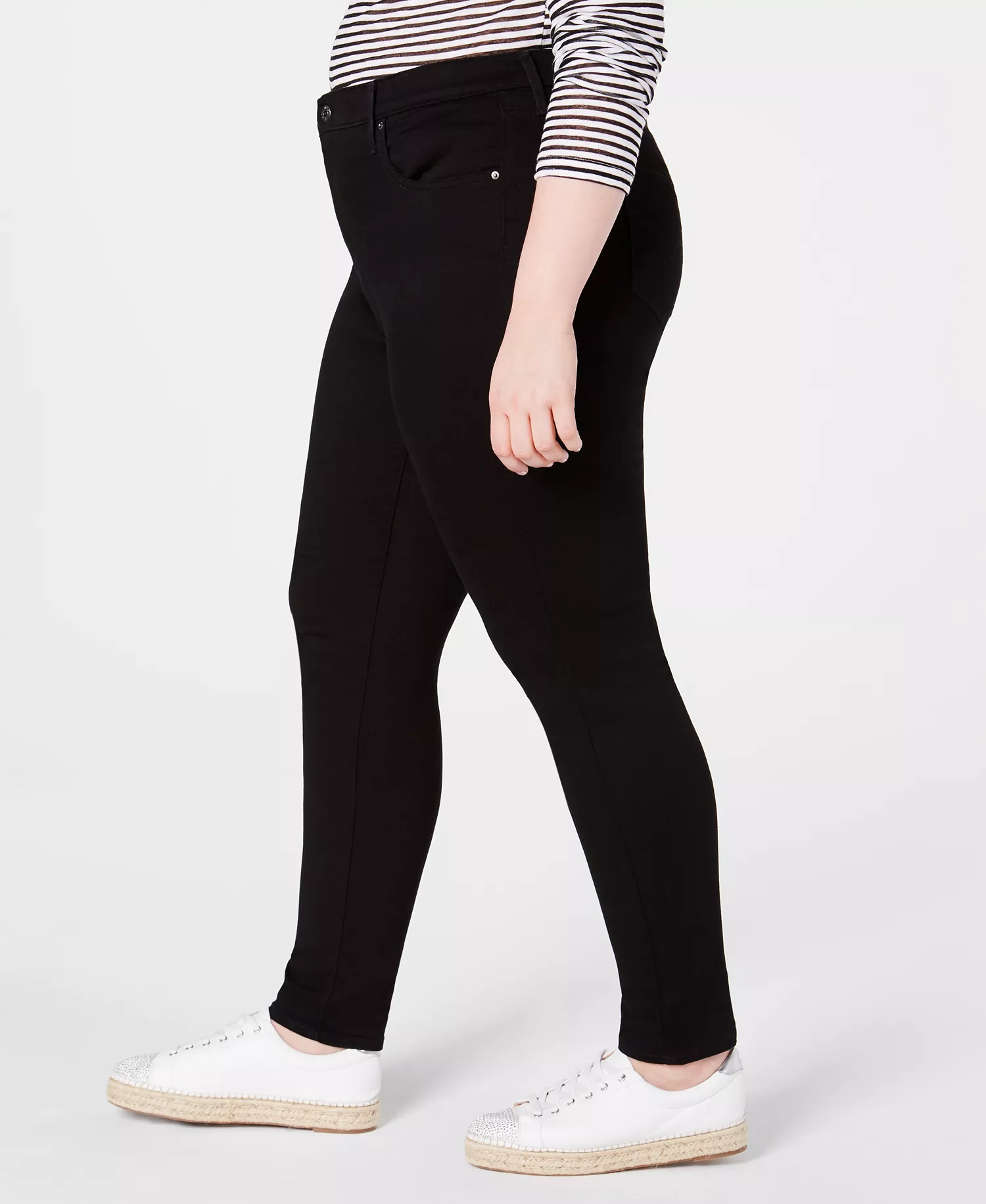 Trendy Plus Size 721 High-Rise Skinny Jeans - Black Peony - 14W