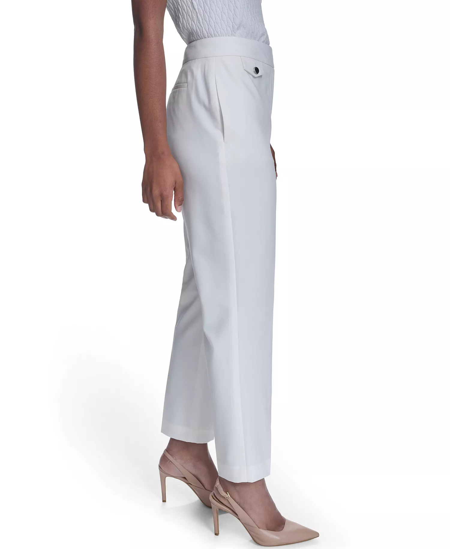 Petite Slim Leg Pants - Cream - 10P
