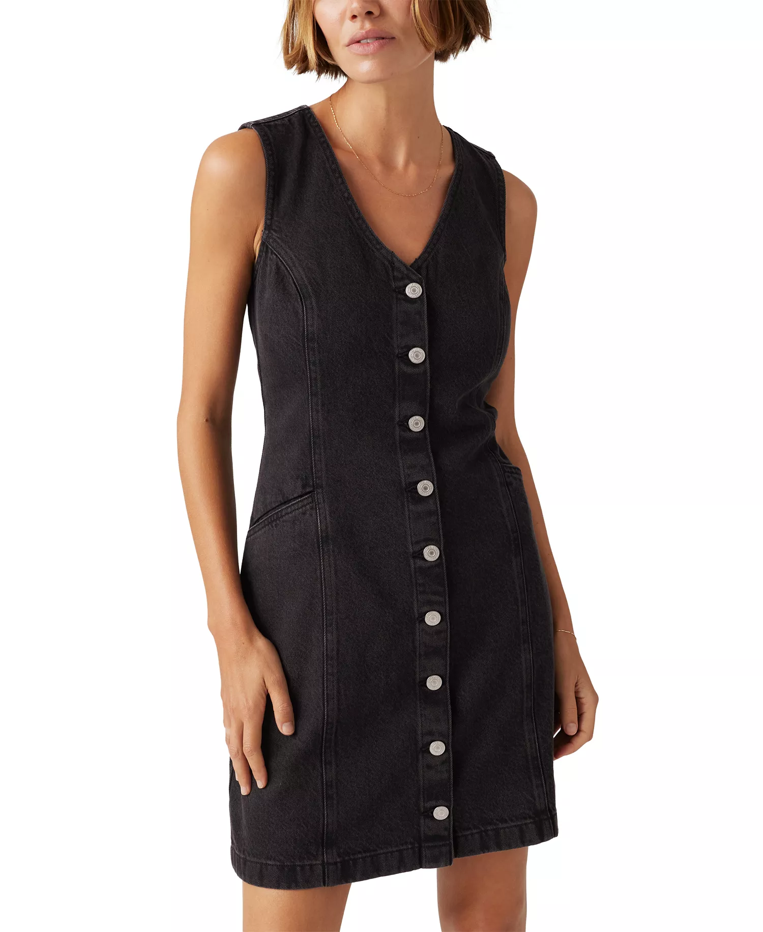 Women's Vianna Denim Button-Front Vest Dress - Capturing Moments - L