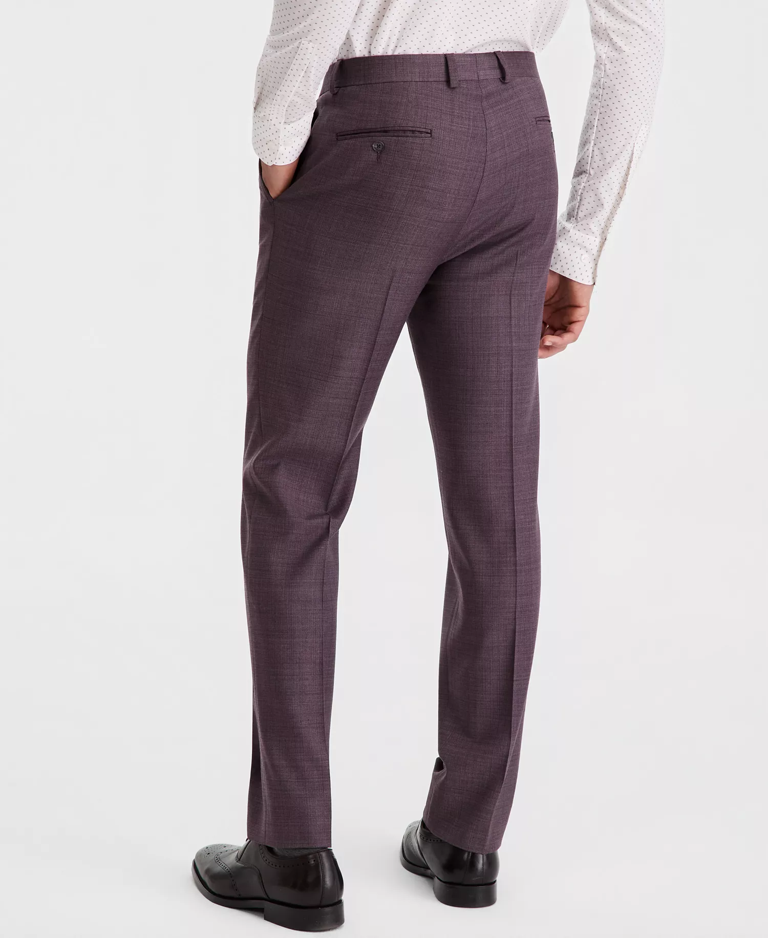 Men's Slim-Fit Wool-Blend Suit Separates Pants - Purple - 28x29
