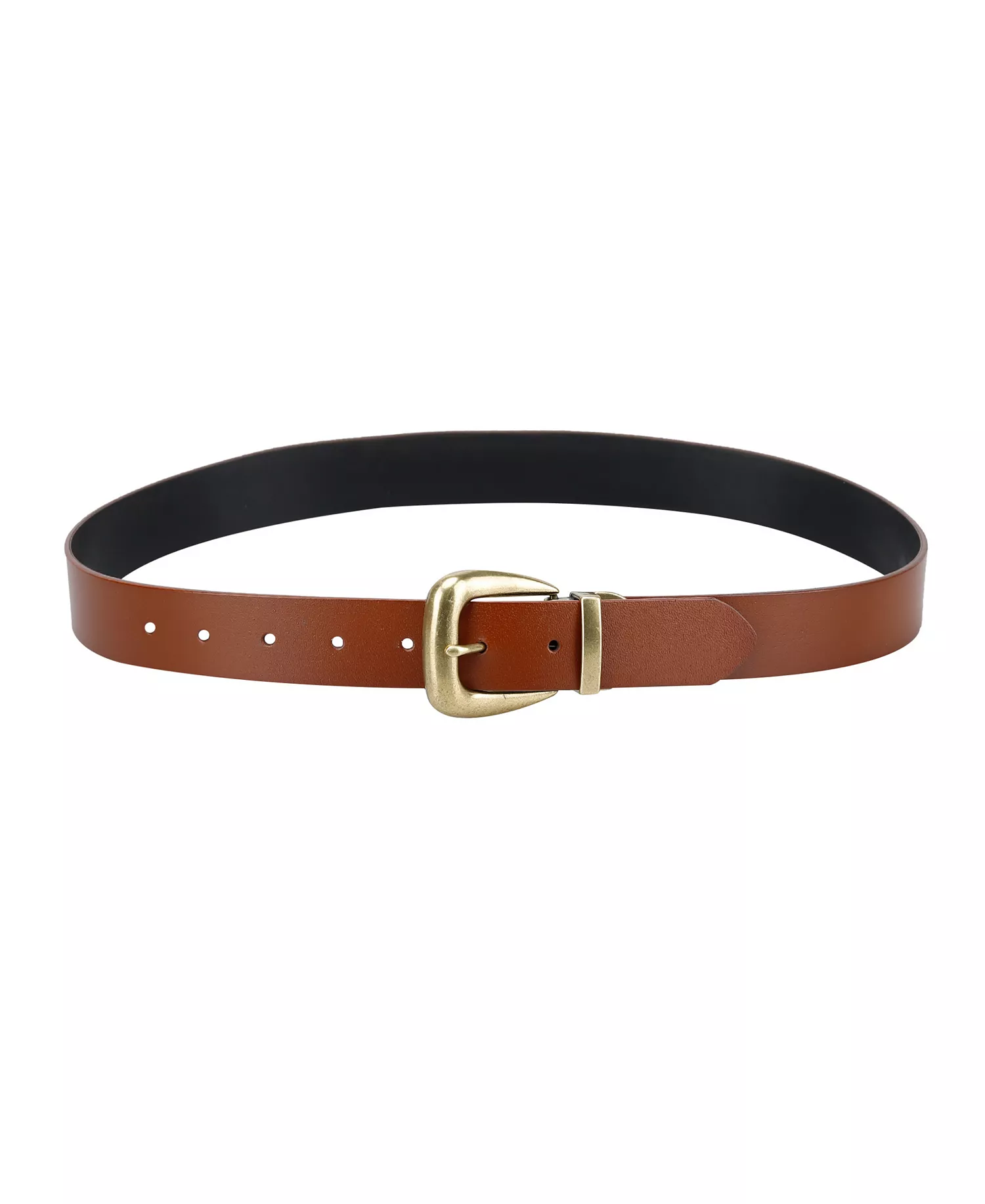 Women's Reversible Western-Style Buckle Leather Belt - Tan/black - L