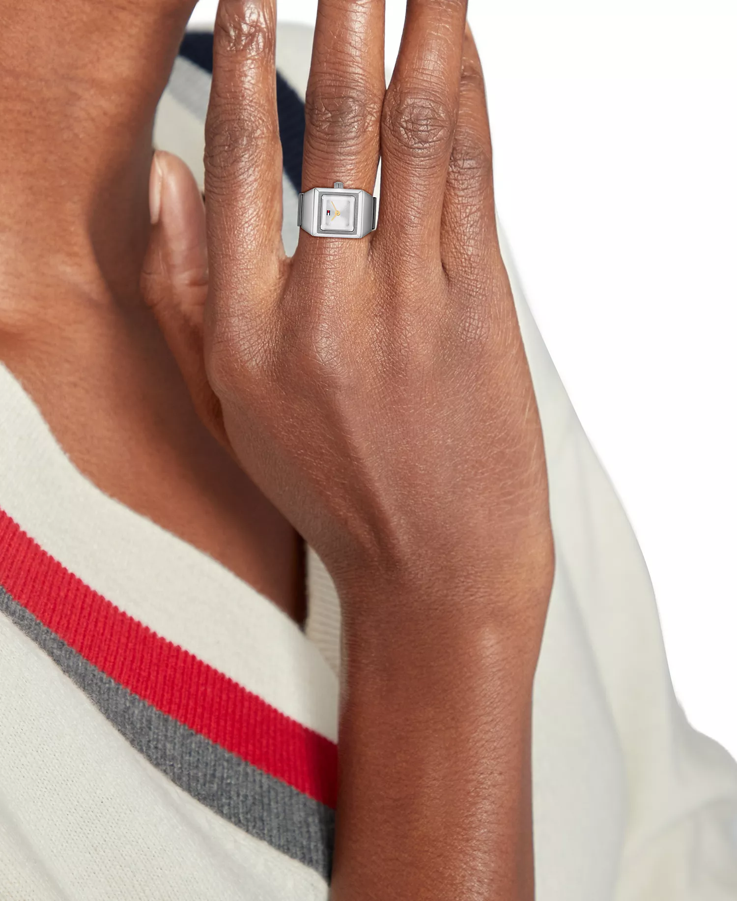 Women's Quartz Silver Tone Stainless Steel Watch Ring, 15mm - Silver - 15