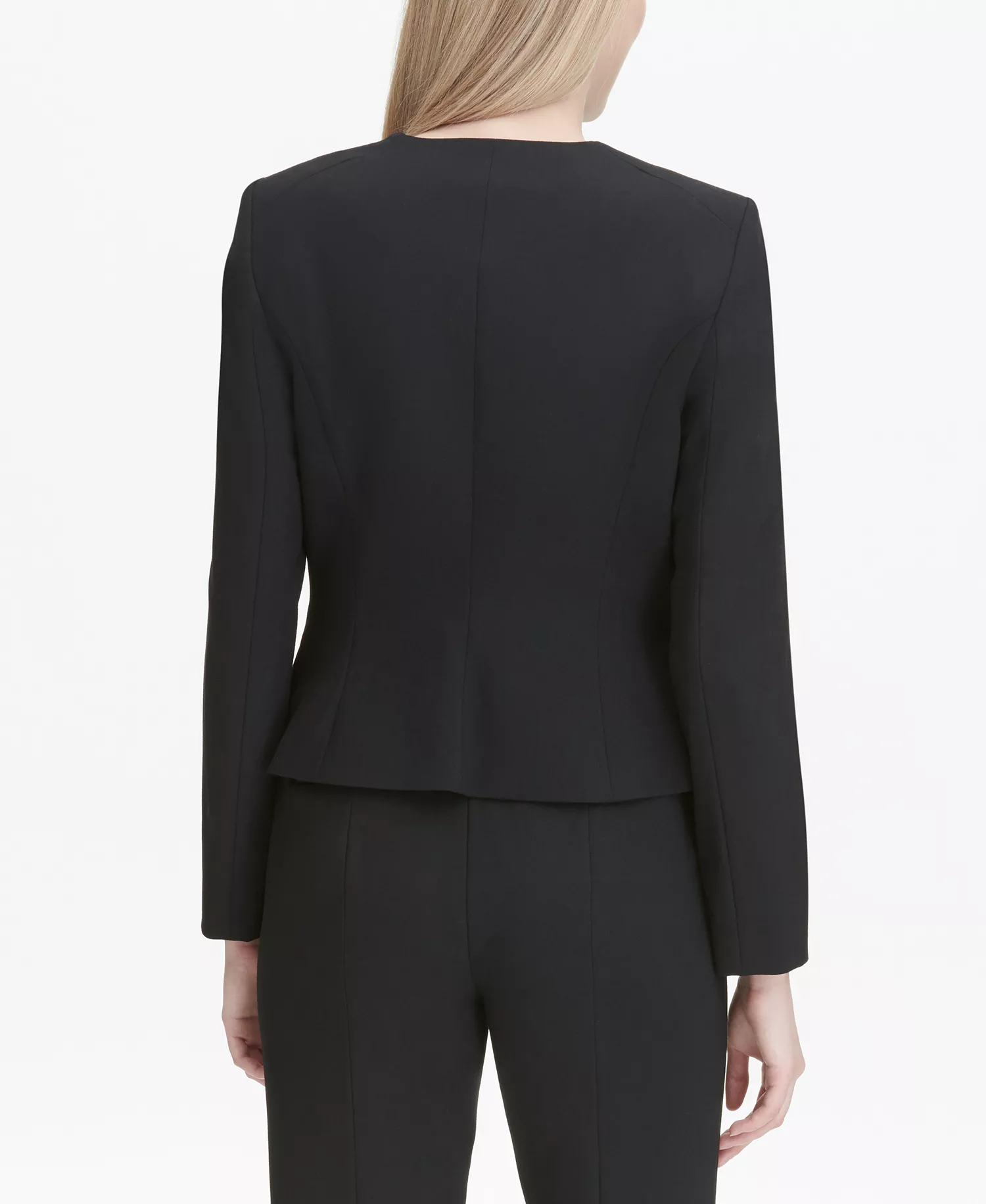 Collarless Blazer - Black - 0
