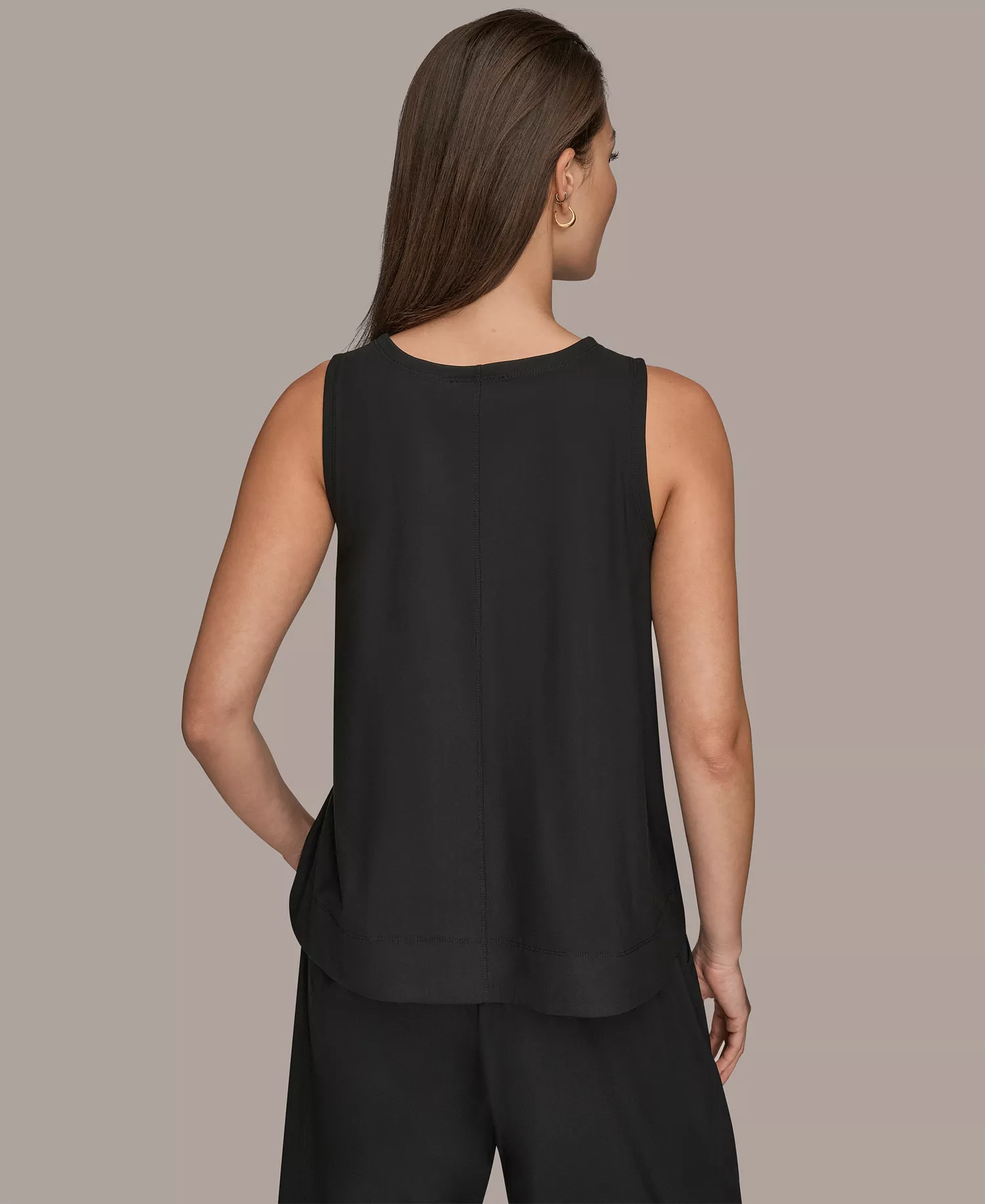 Women's Tricot Knit Sleeveless Top - Black - L