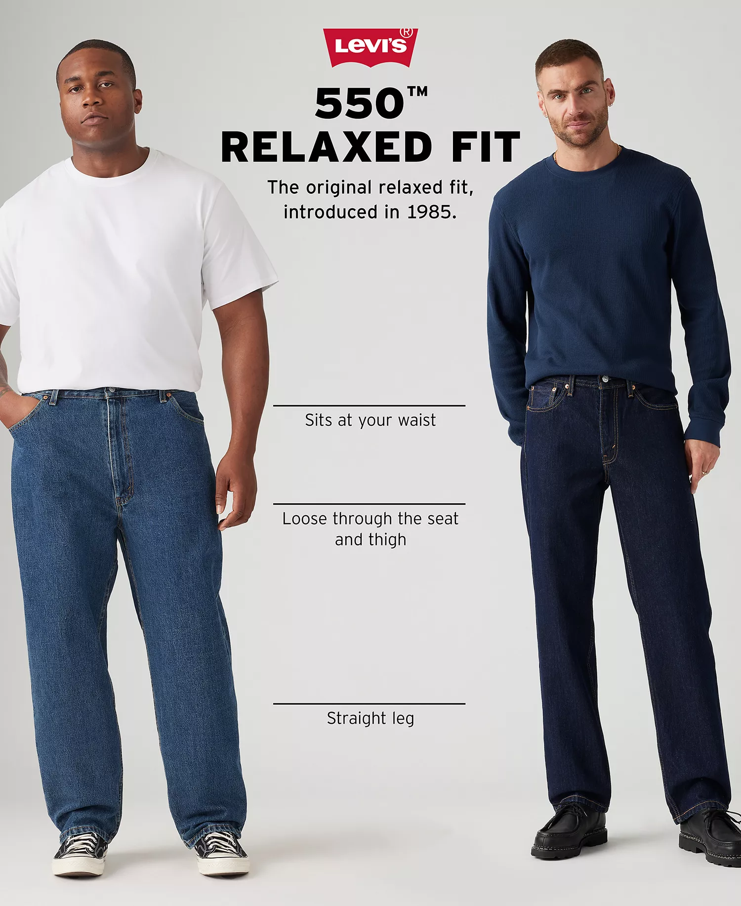 Men's Big & Tall 550™ Relaxed Fit Non-Stretch Jeans - Black - 32