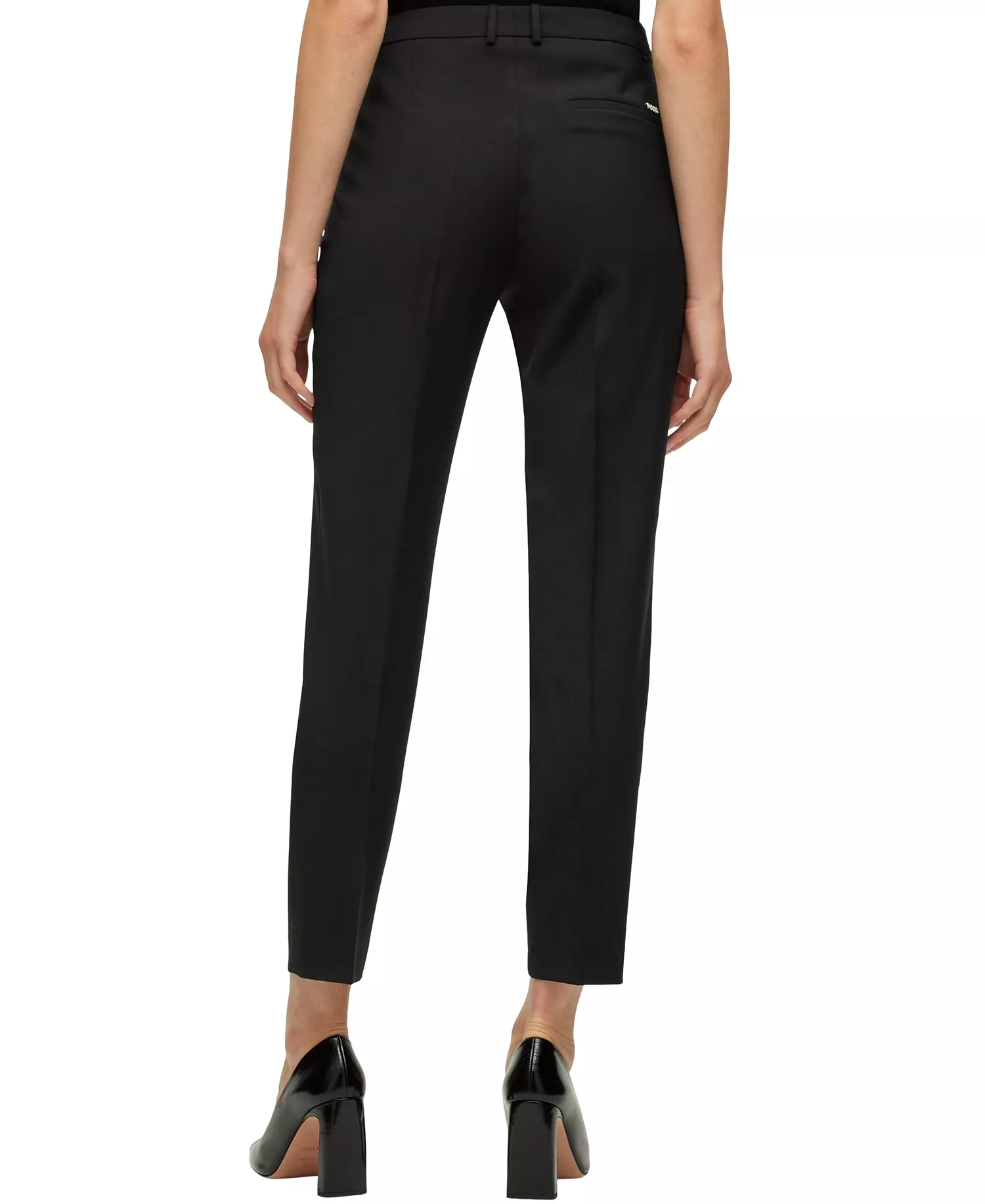 Women's Wool Regular-Fit Cropped Pants - Black - 2