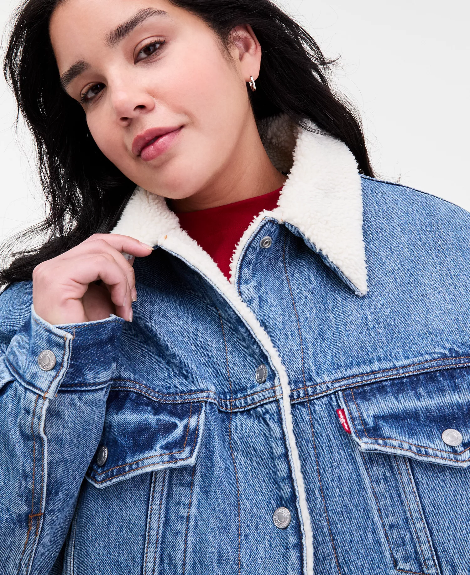 Plus Size '90s Sherpa Cotton Long-Sleeve Trucker Jacket - Inner Adventure - 1X