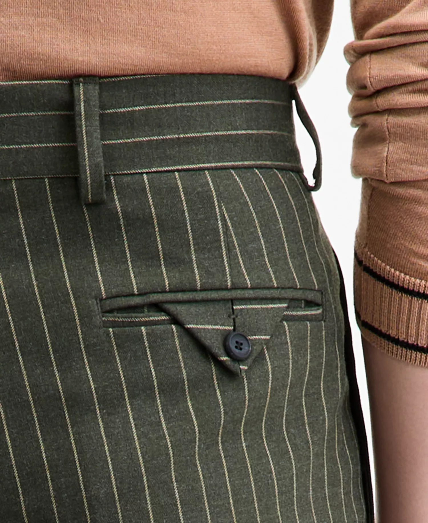 Men's Modern-Fit Pleated Pinstripe Suit Pants - Dark Green - 38R