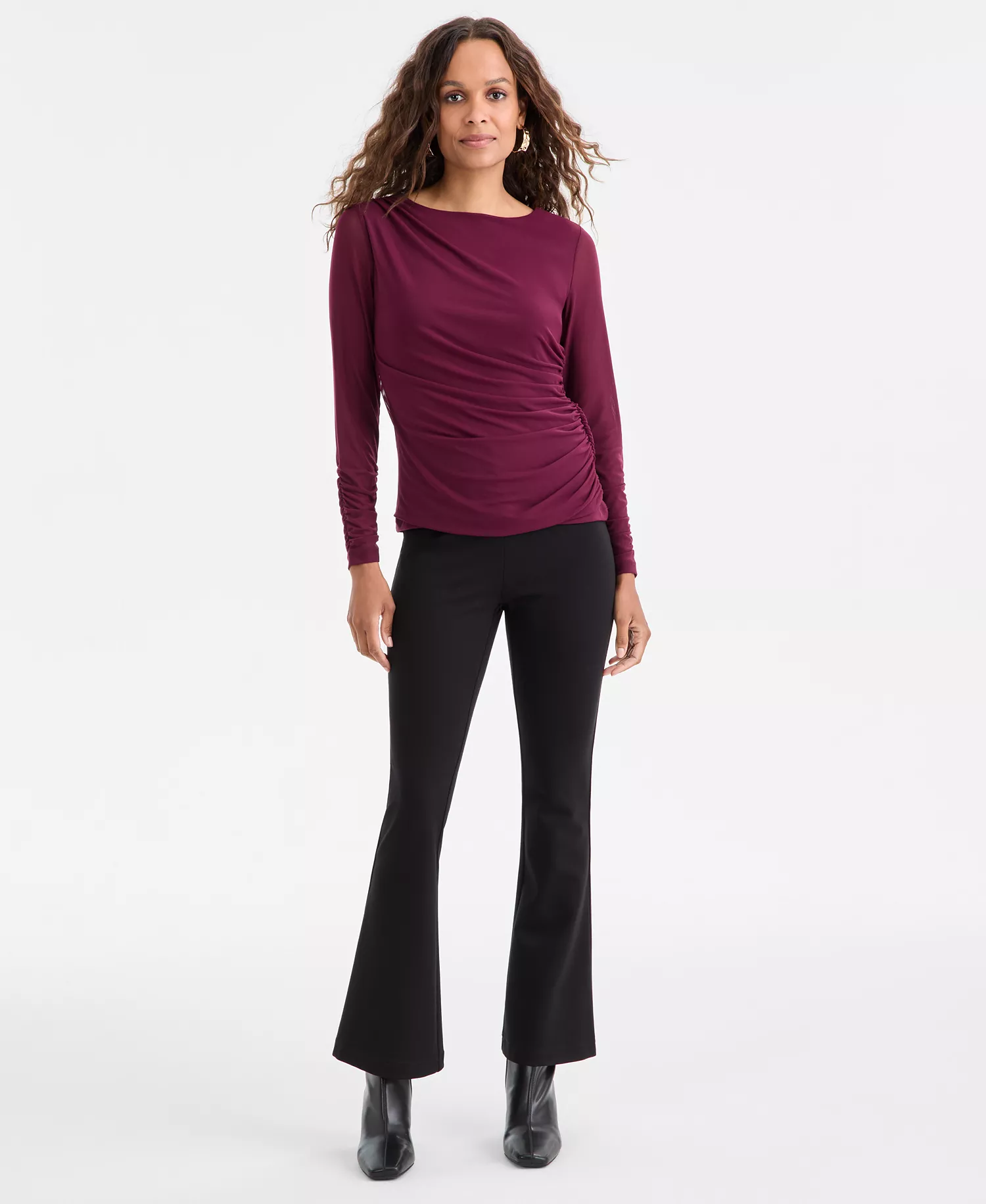 Petite Ponte-Knit Flare Pants, Created for Macy's - Deep Black - P/L