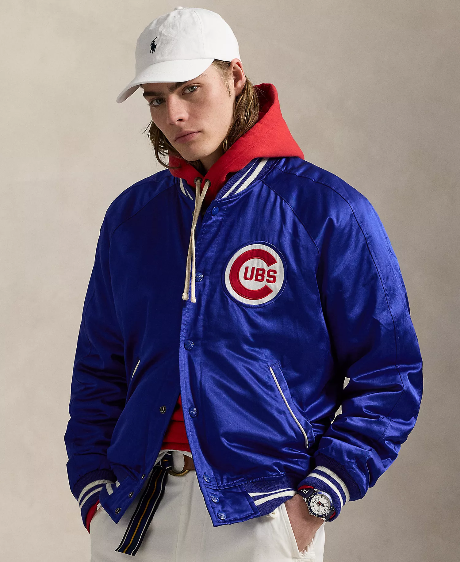 Unisex Cubs Satin Jacket - Blue - 2XL