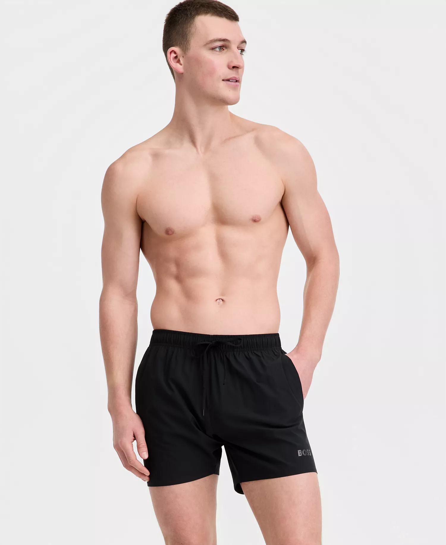 BOSS by Men's Bay 5" Stretch Swim Trunks - Black - 2XL